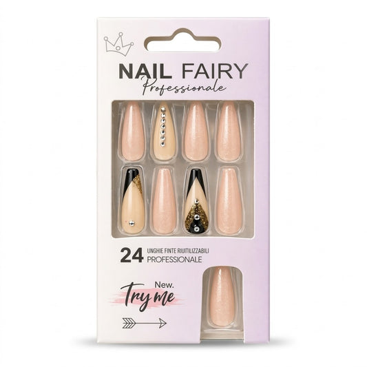 24 PCS Press On Nails Set Long Coffin Reusable Designer Style