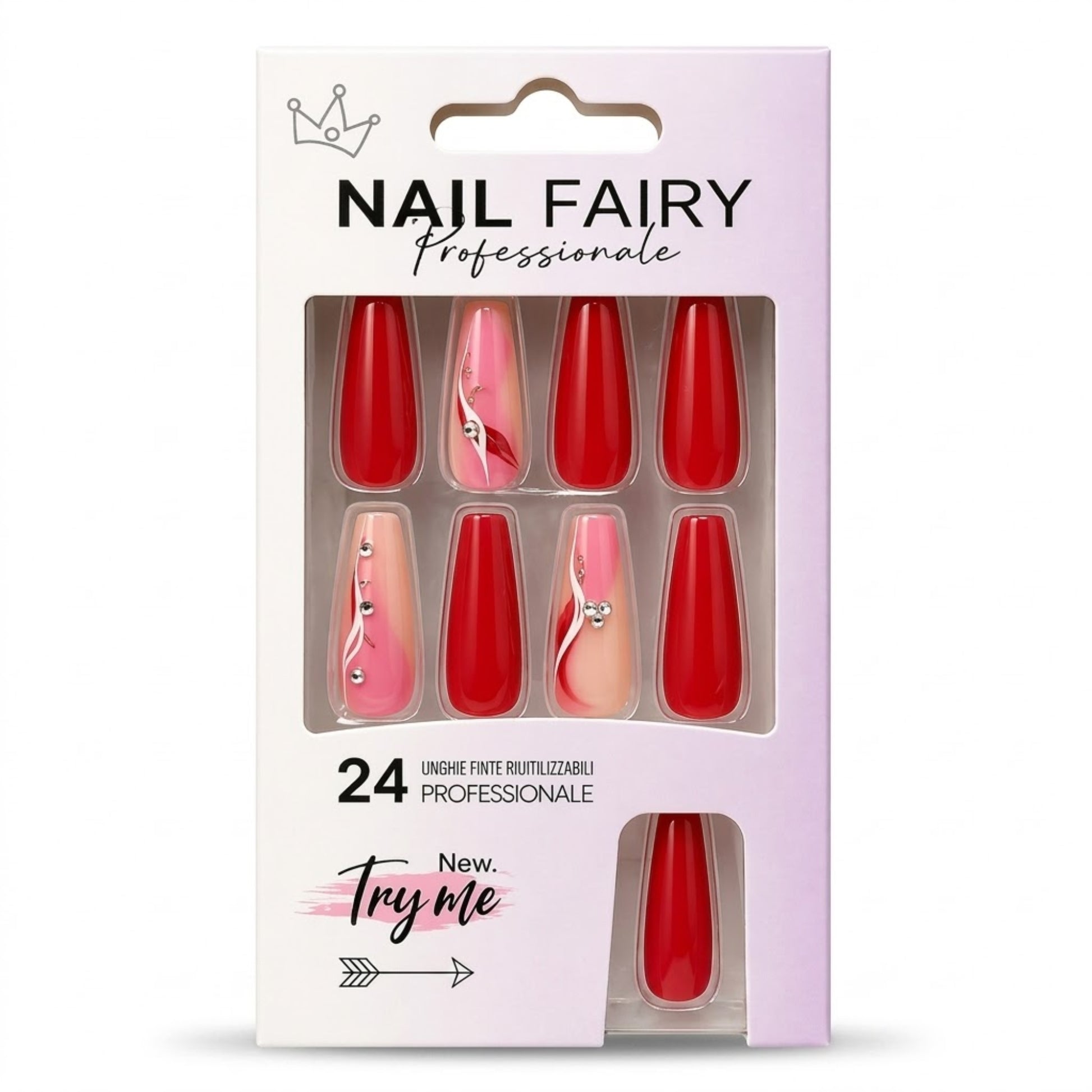 24 PCS Press On Nails Kit Reusable Salon Style Easy Apply Set