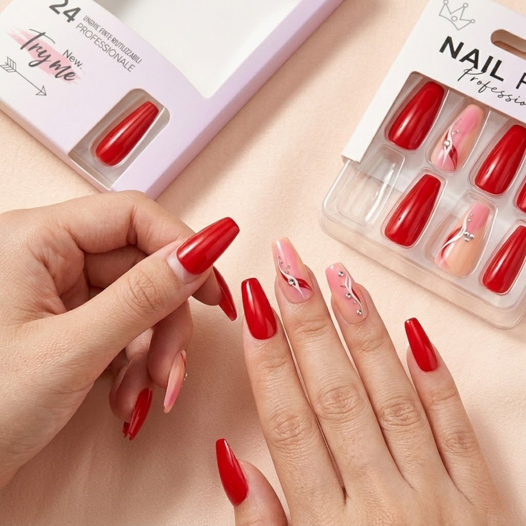 24 PCS Press On Nails Kit Reusable Salon Style Easy Apply Set Artificial Nails lifestyle use image