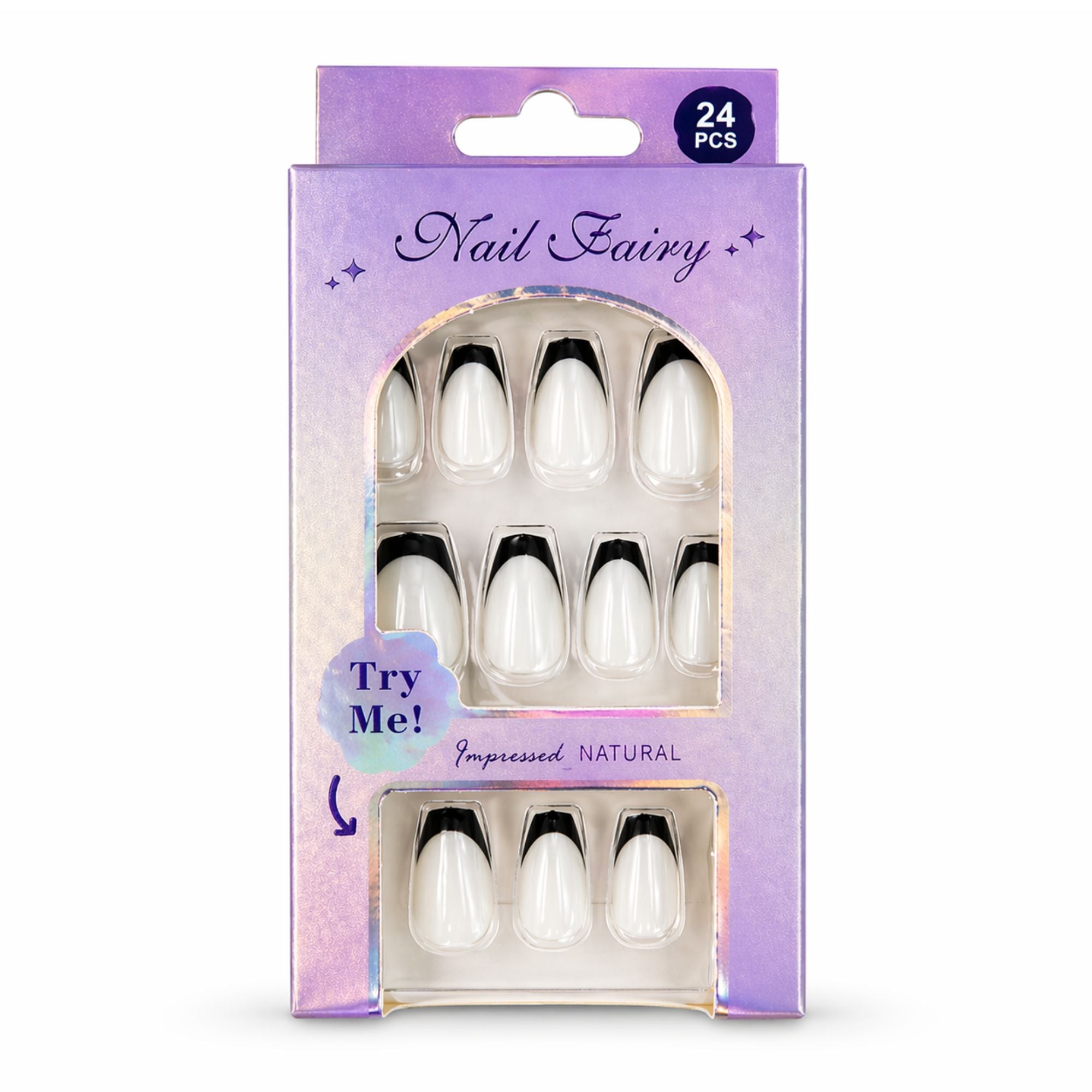 24 PCS Nail Fairy French Tip Press On Artificial Nails Set main product image