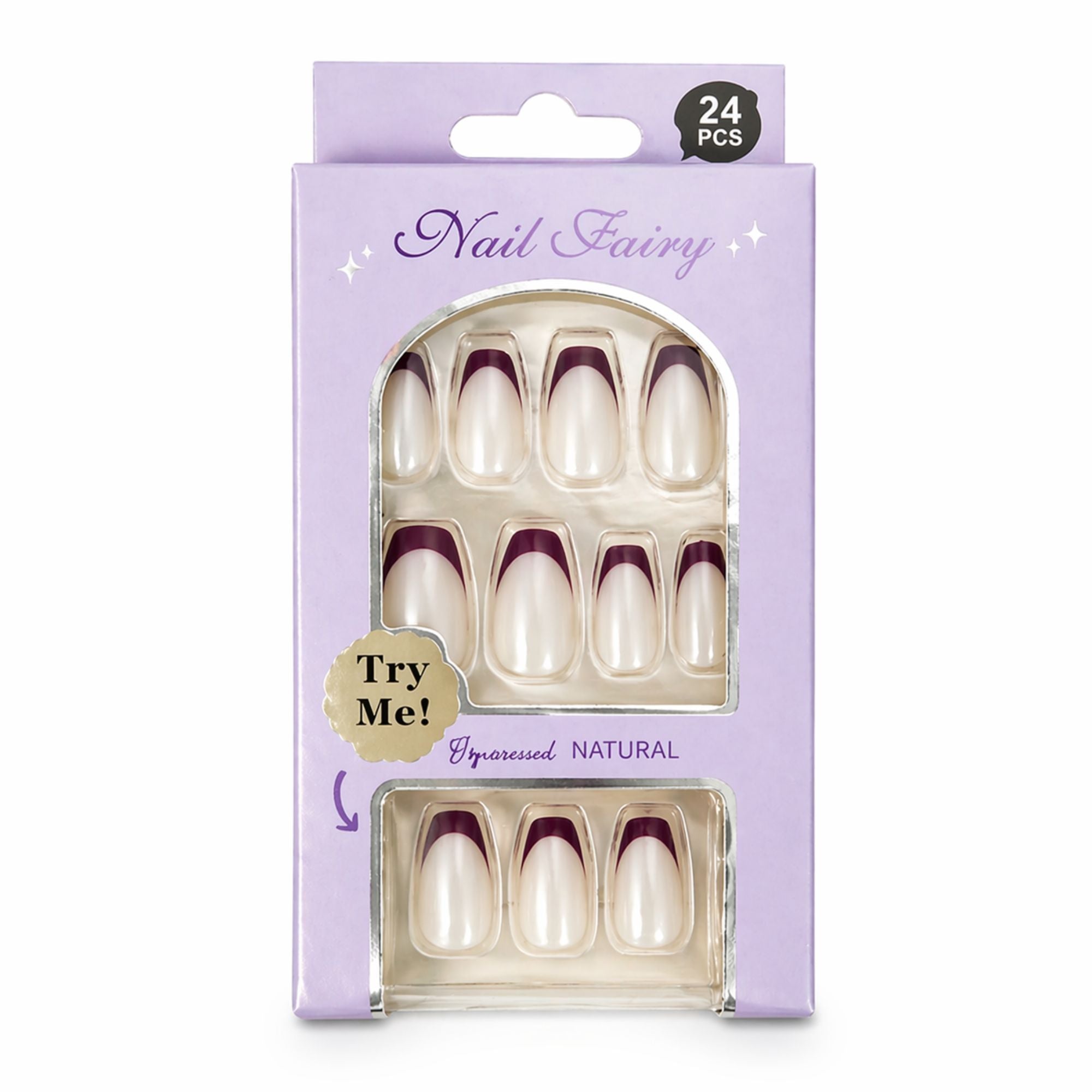 24 PCS Nail Fairy French Tip Press On Artificial Nails Set main product image