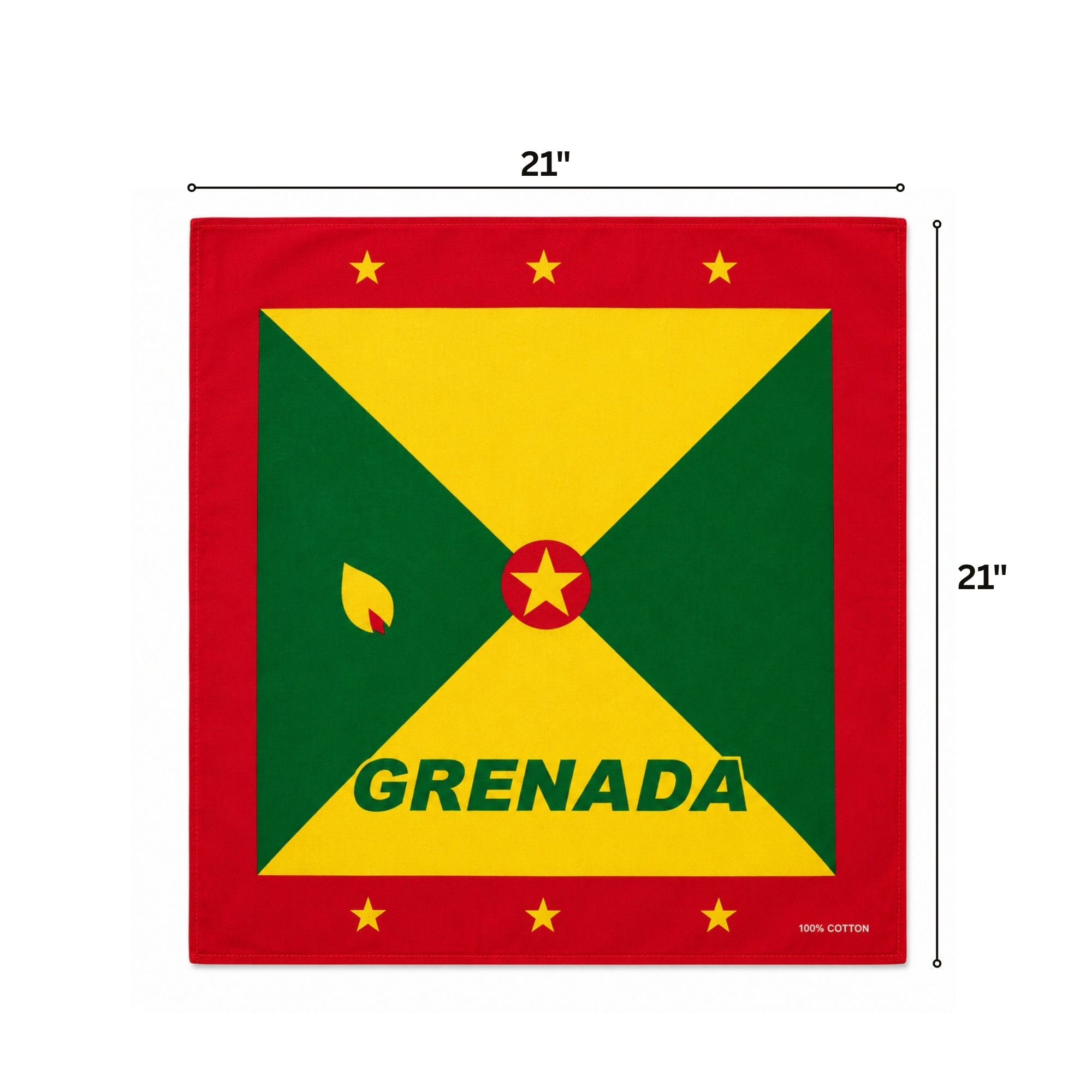 Grenada National Flag Bandana 21x21 Cotton Scarf