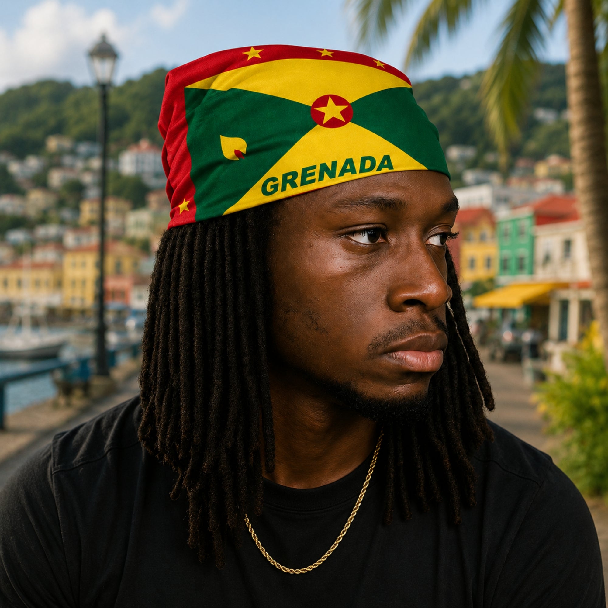 Grenada Flag Bandana Scarf 100% Cotton 21x21