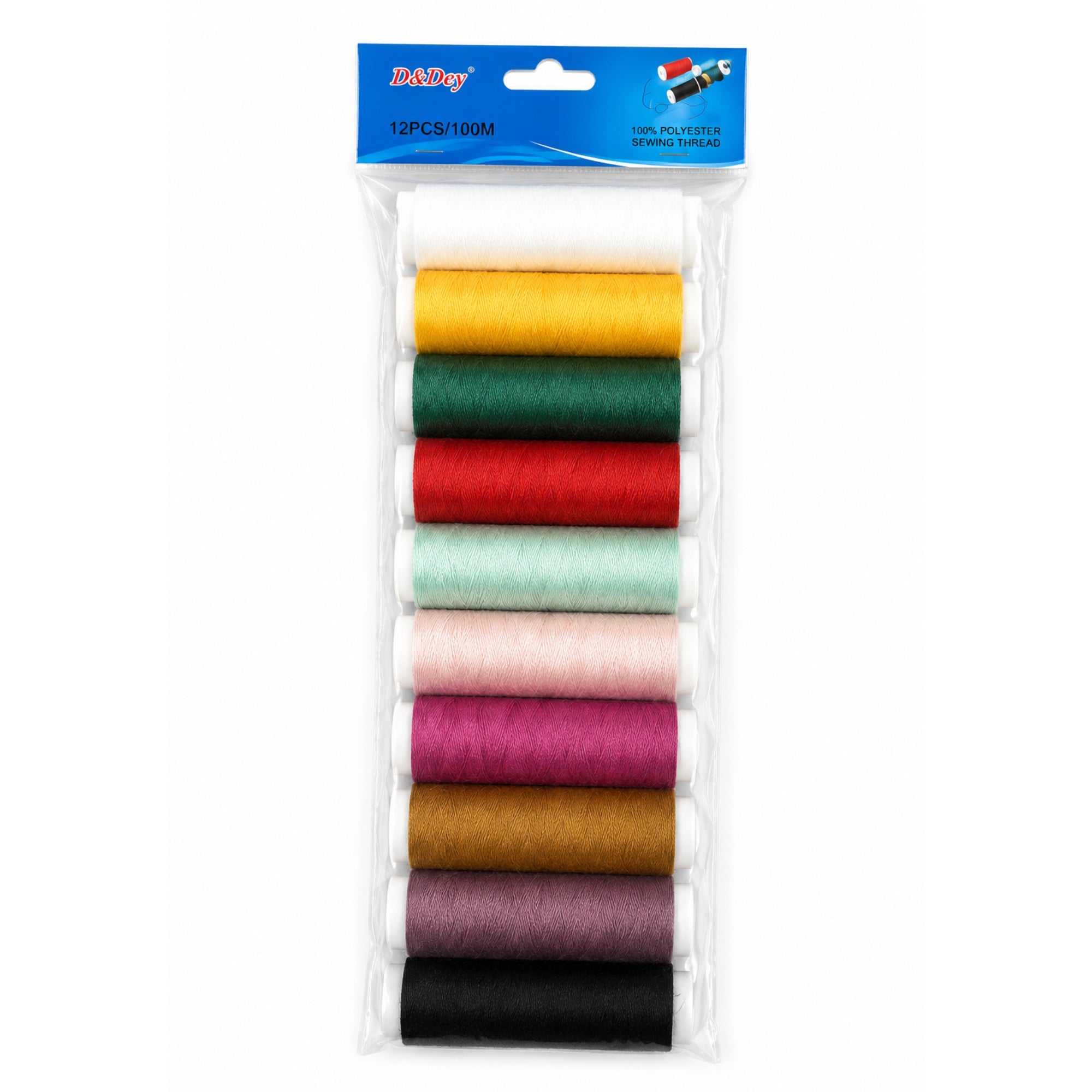 12PCS Polyester Sewing Thread Set 100M Spools