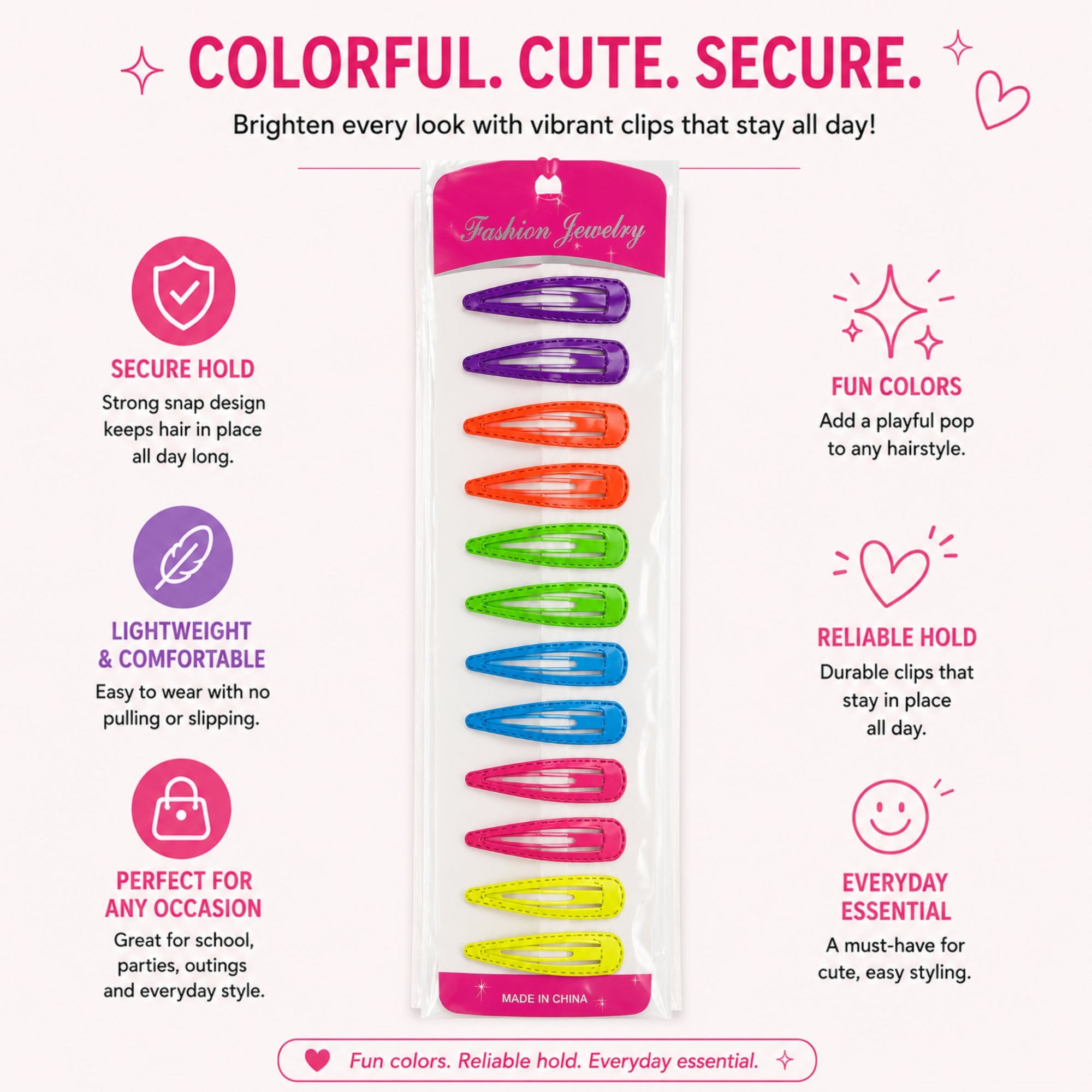Cute Snap Hair Clips Set for Everyday Wear