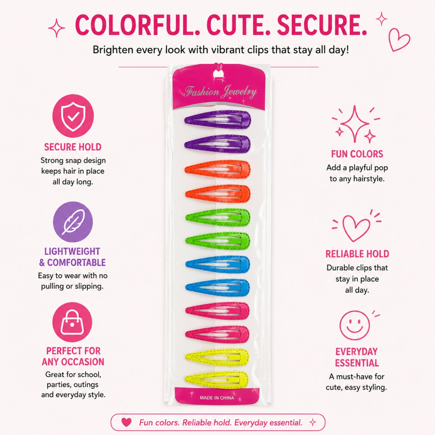 Cute Snap Hair Clips Set for Everyday Wear