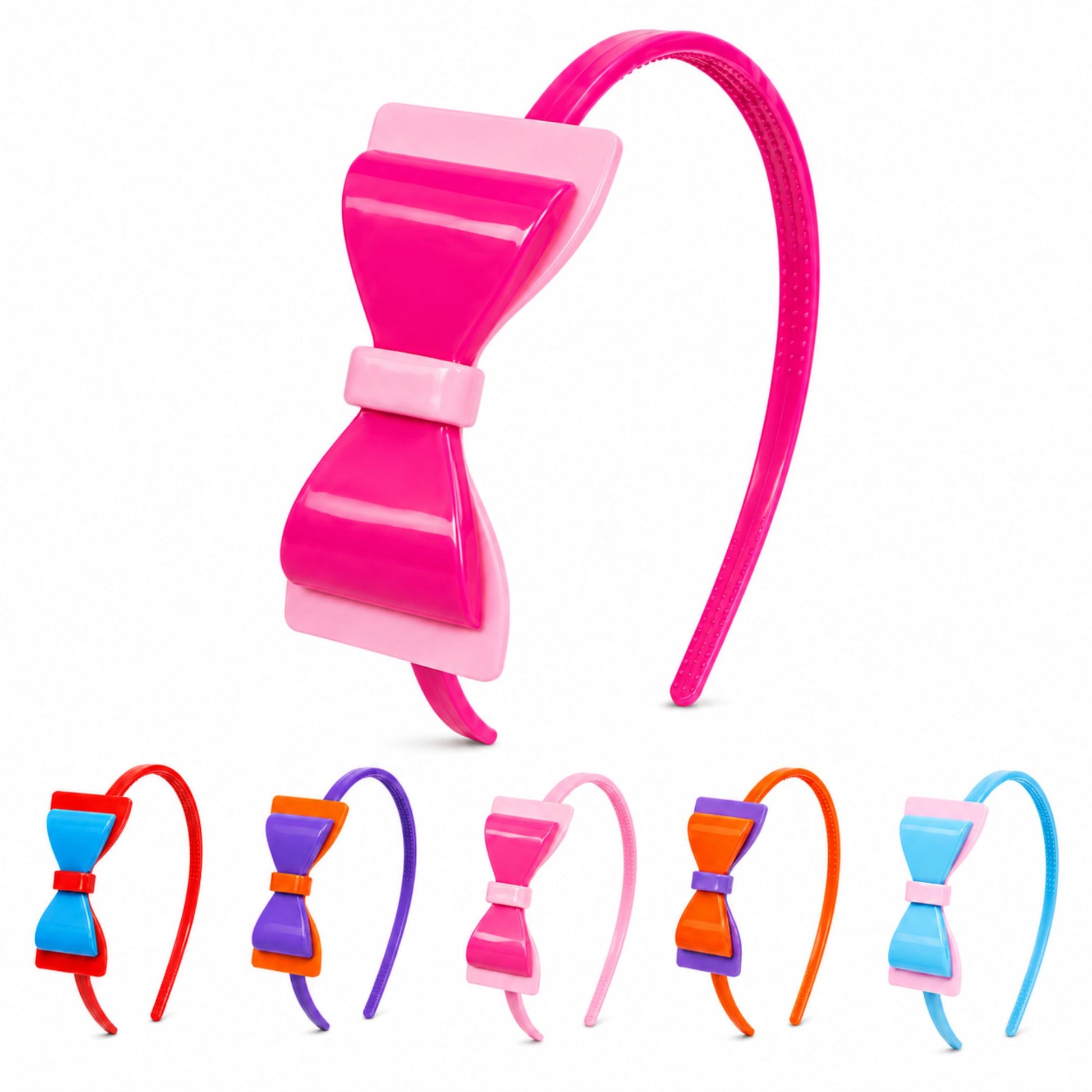 Glossy Bow Plastic Headband Hair Accessory for Daily Style