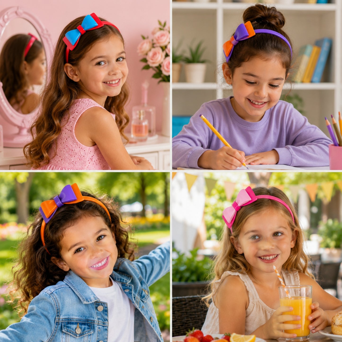 Glossy Bow Plastic Headband for Daily Styling