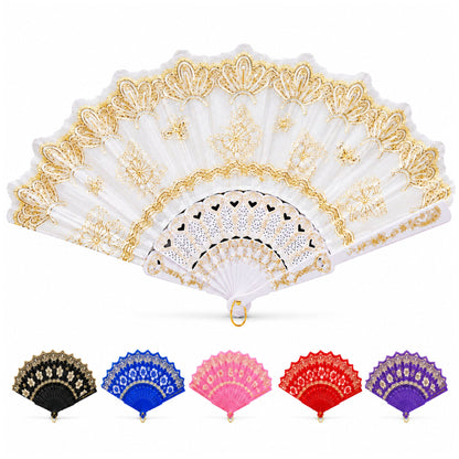 Elegant Lace Folding Hand Fan for Women, Weddings & Events
