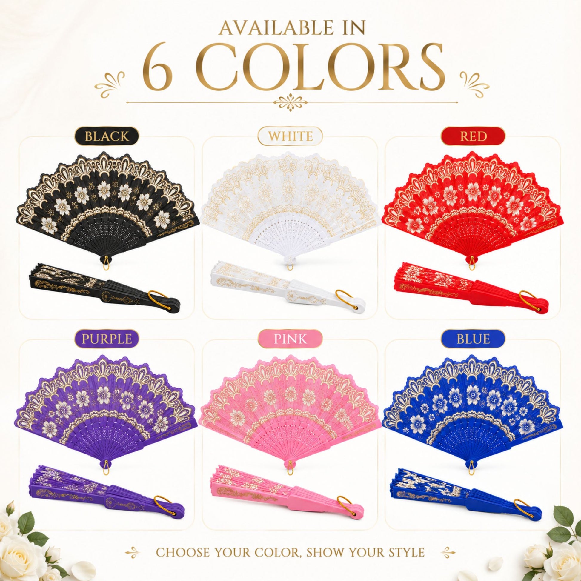 Folding Lace Hand Fan for Dance and Weddings