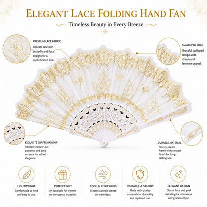 Lightweight Folding Hand Fan for Women Use