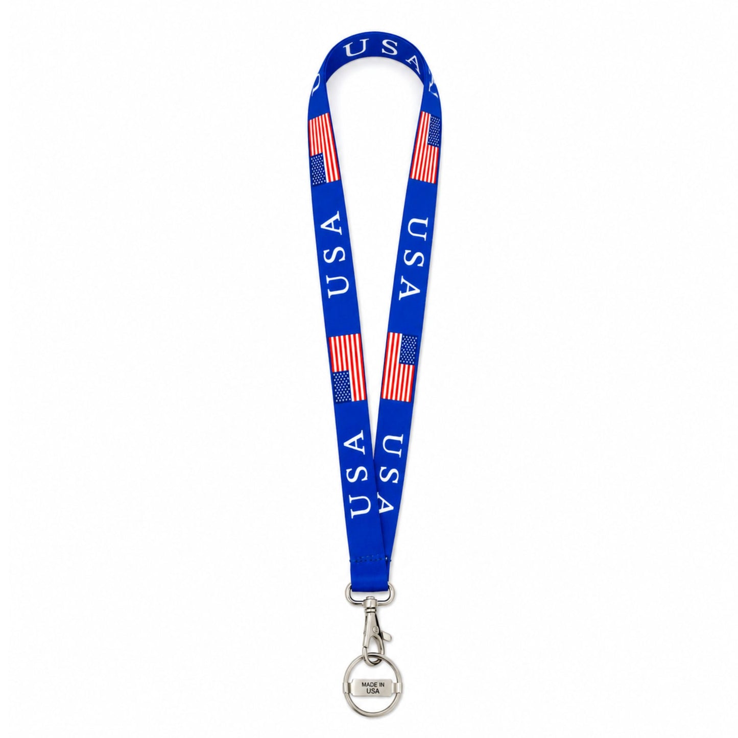 USA Flag Lanyard with Key Ring & Swivel Hook for ID Badge