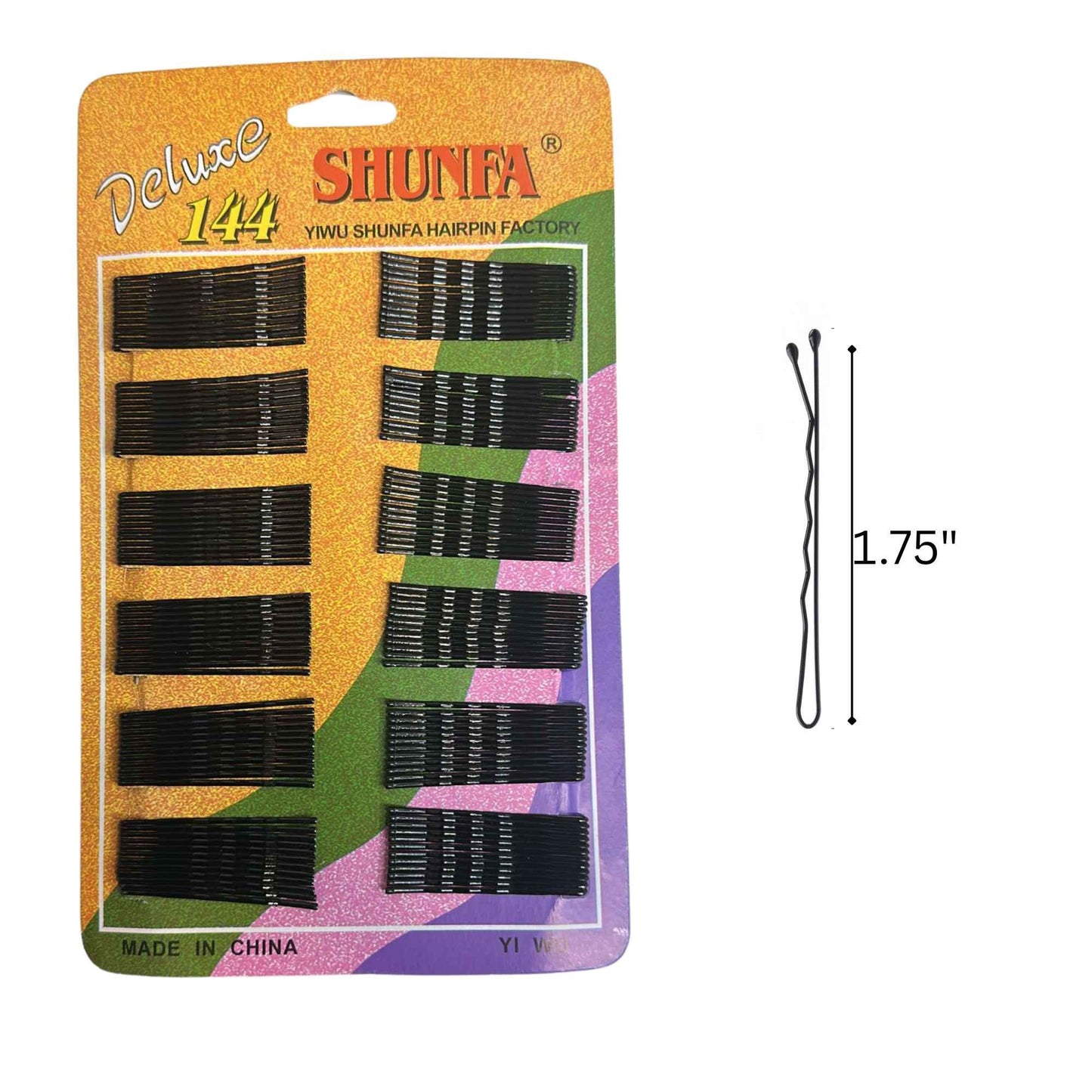 1.75" Black Metal Bobby Hair Pins 144 Count Pack Set Hair Pins, Claws & Clips product detail image