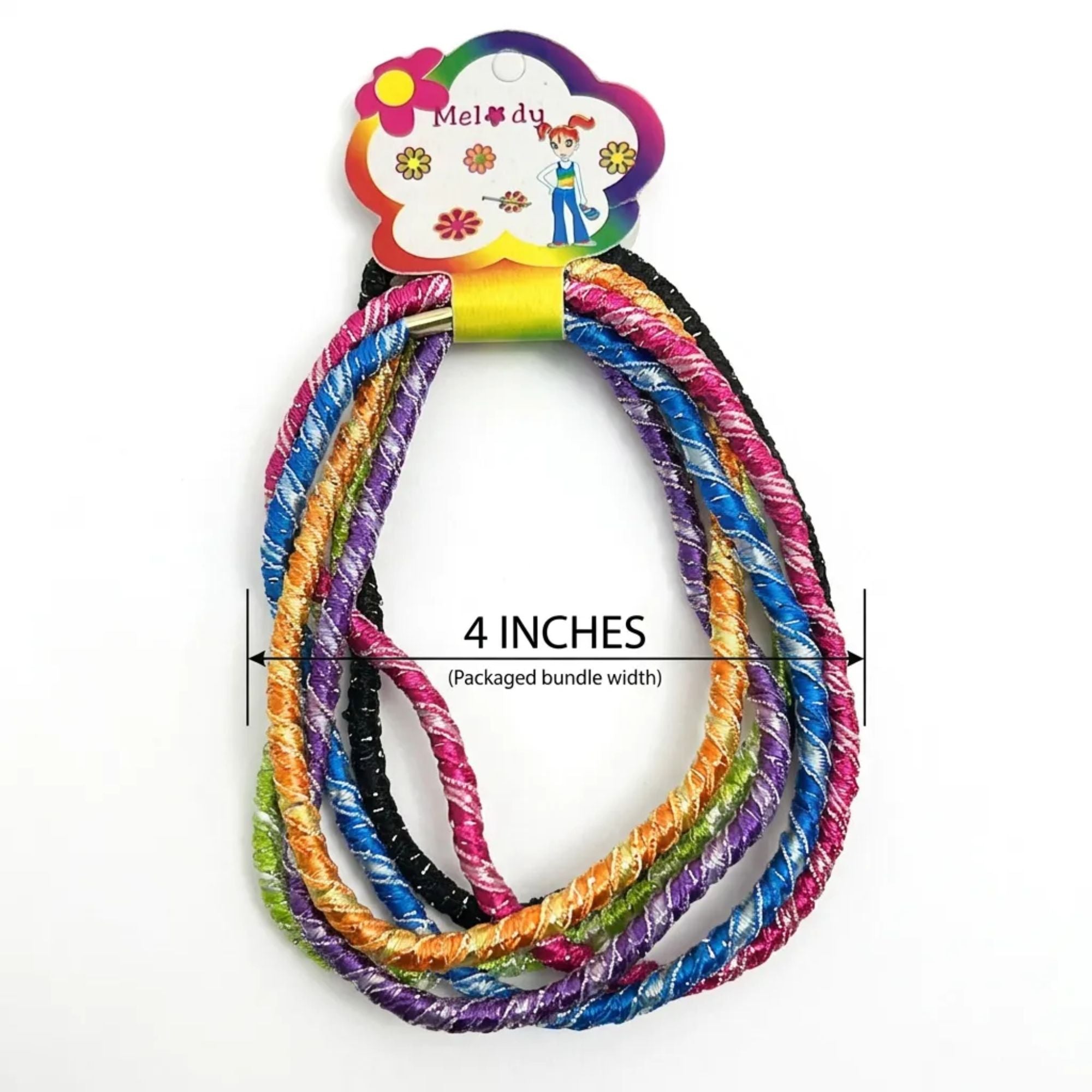 4" Sparkling Metallics Hair Tie Bundle Gentle, Strong 6 Pack Ponytail Holders product detail image