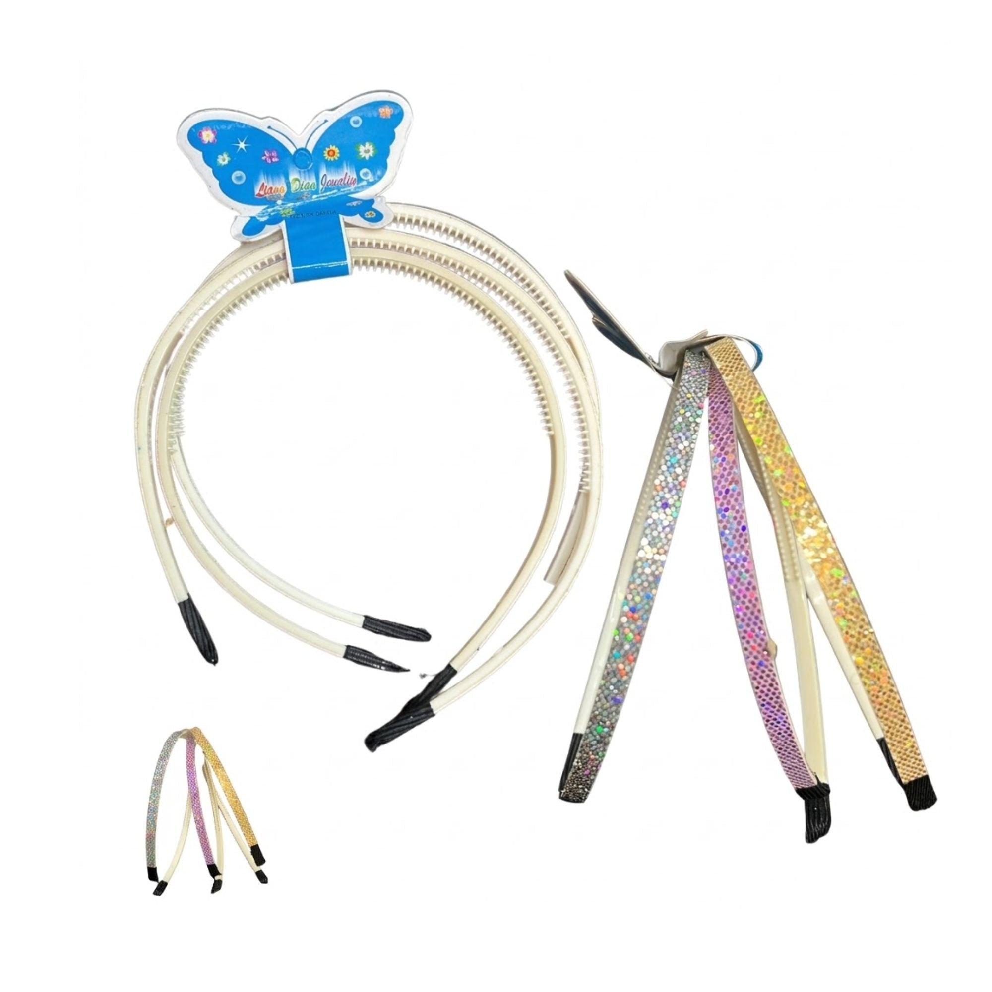 3 Pack Sparkly Holographic Glitter Headbands for Girls main product image