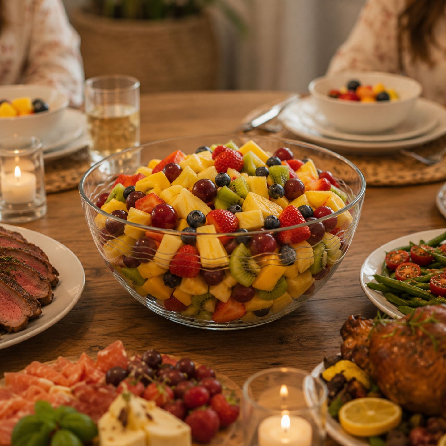 Reusable Clear Plastic Serving Bowl 100 oz for Dining Tables