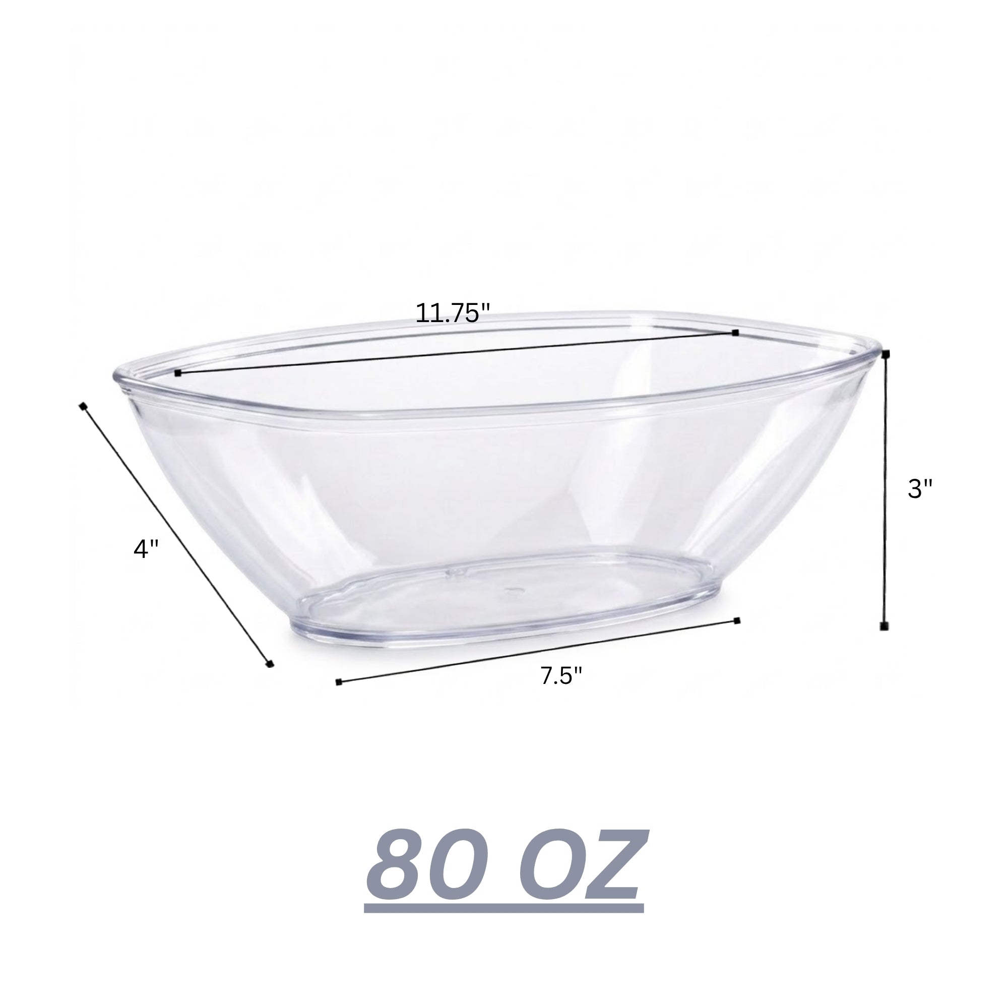 80oz Plastic Oval Catering Bowl Clear