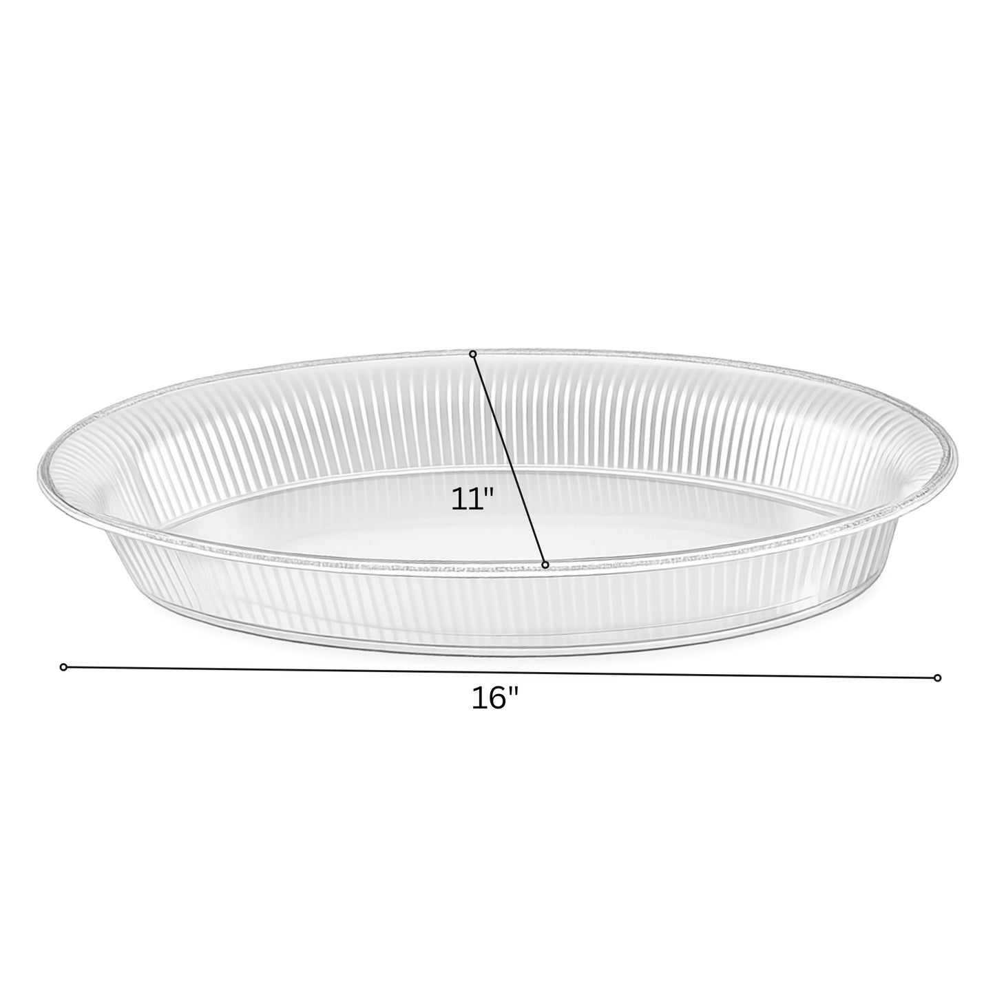 Clear Ridged Oval Serving Bowl 11x16 Inch