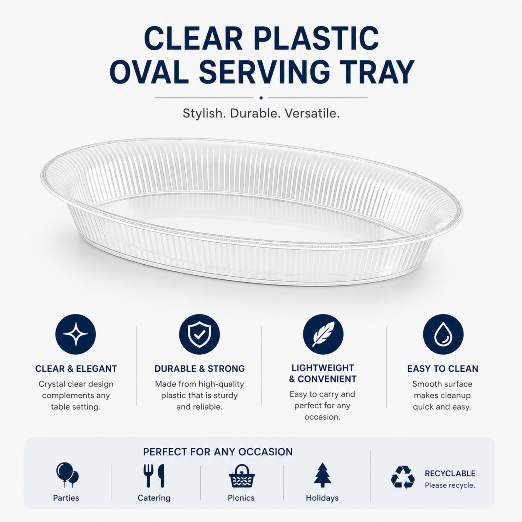 11x16 Oval Plastic Catering Bowl Clear