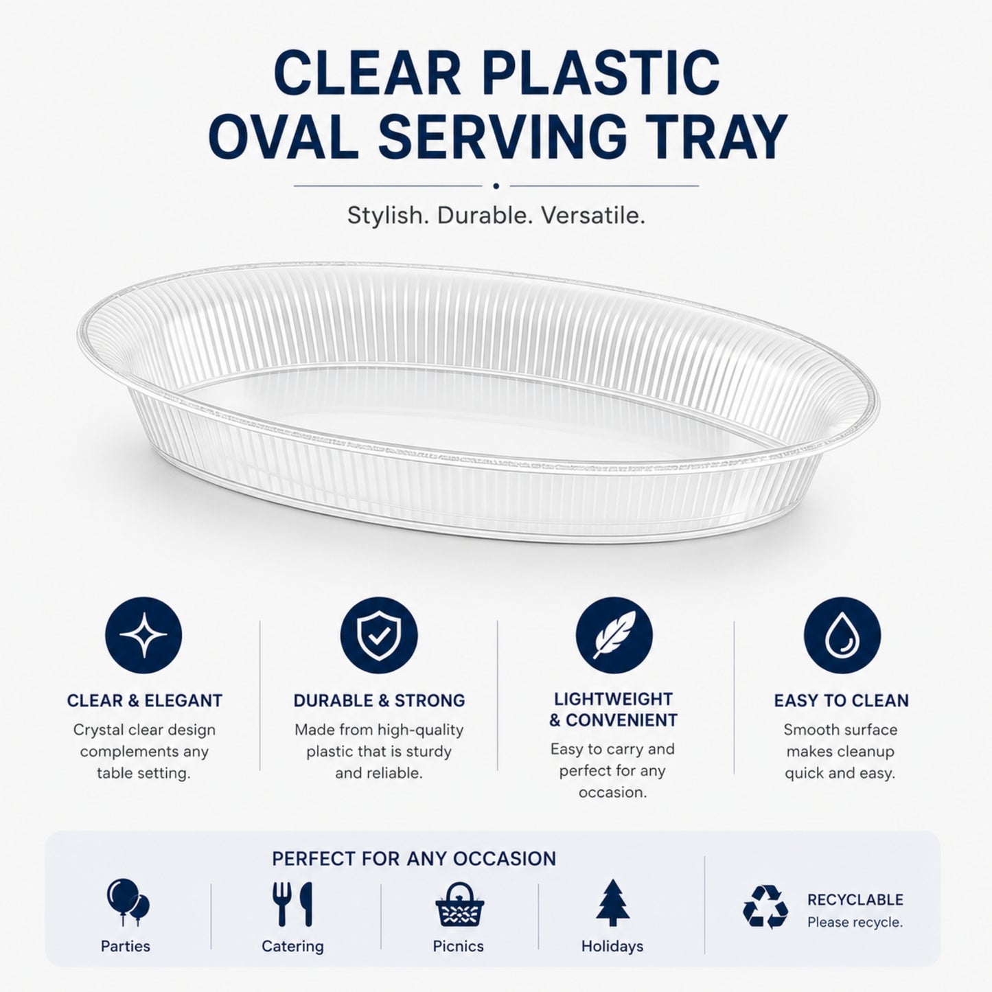 11x16 Oval Plastic Catering Bowl Clear