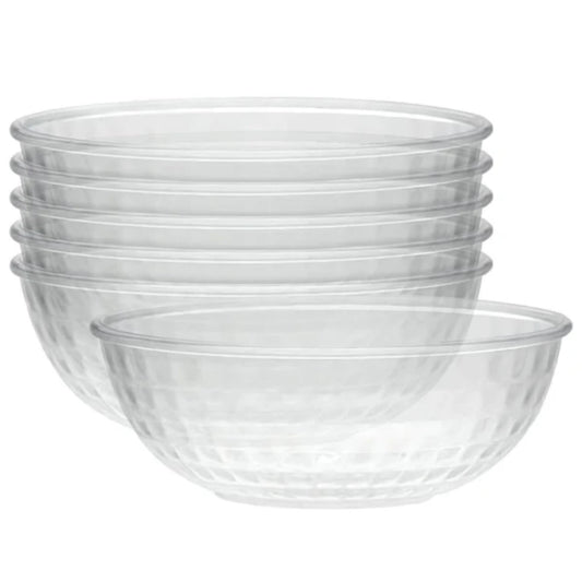 12 oz Clear Crystal Plastic Serving Bowls for Parties 6 Count