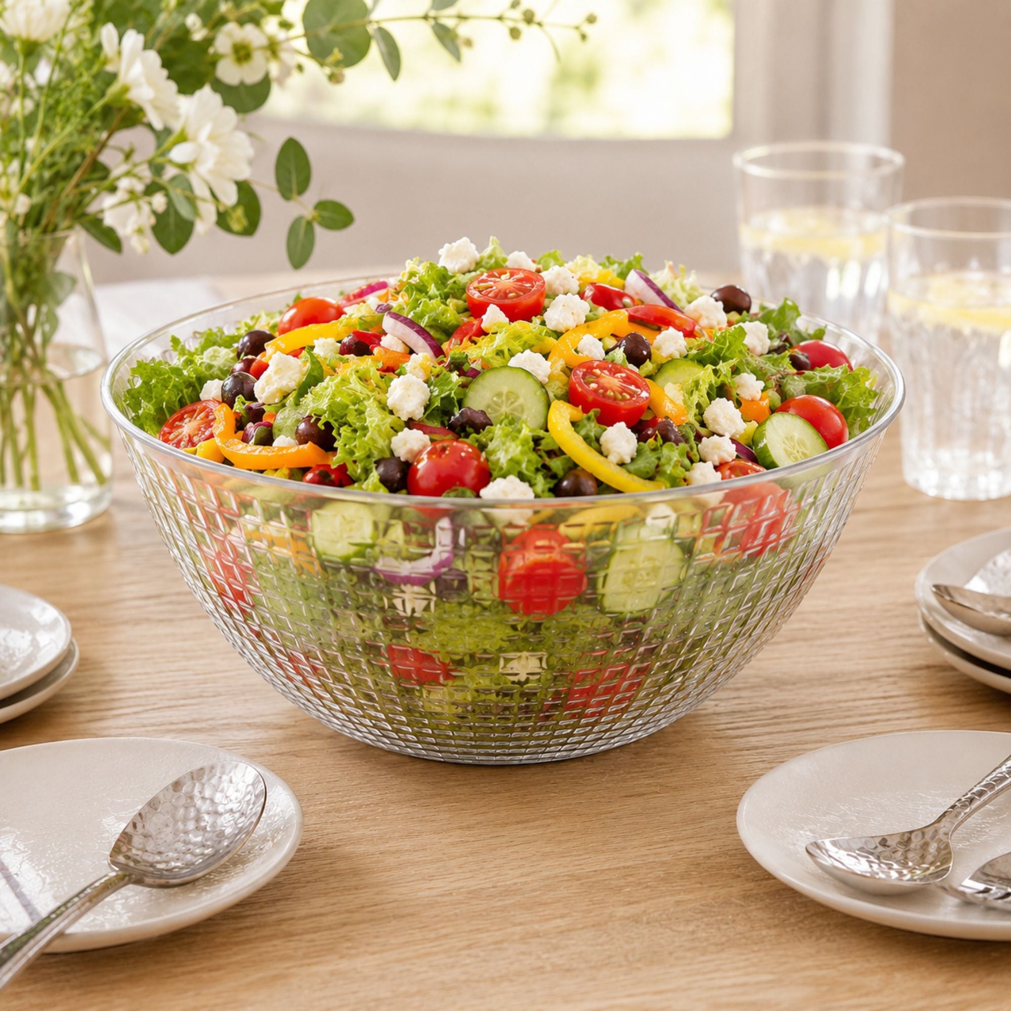 Decorative Clear Plastic Pixel Serving Bowl 100 oz Party Bowl