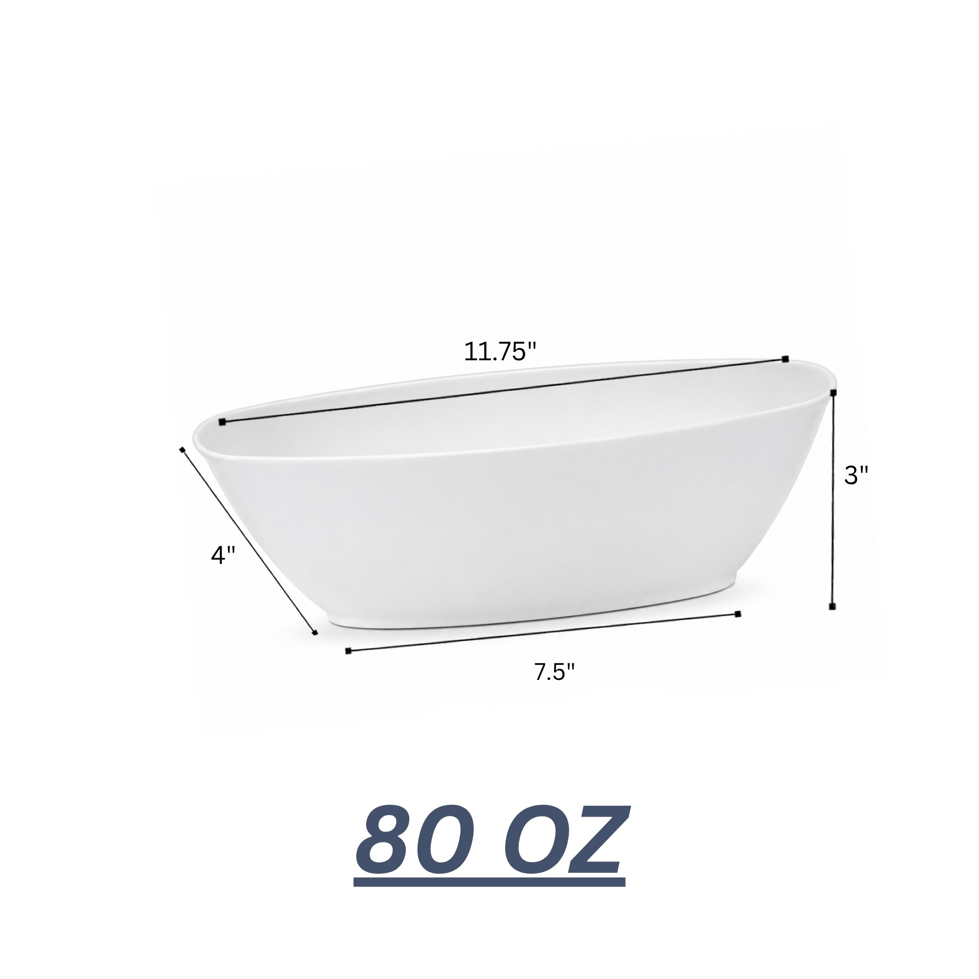White Plastic Oval Bowl for Parties 80oz
