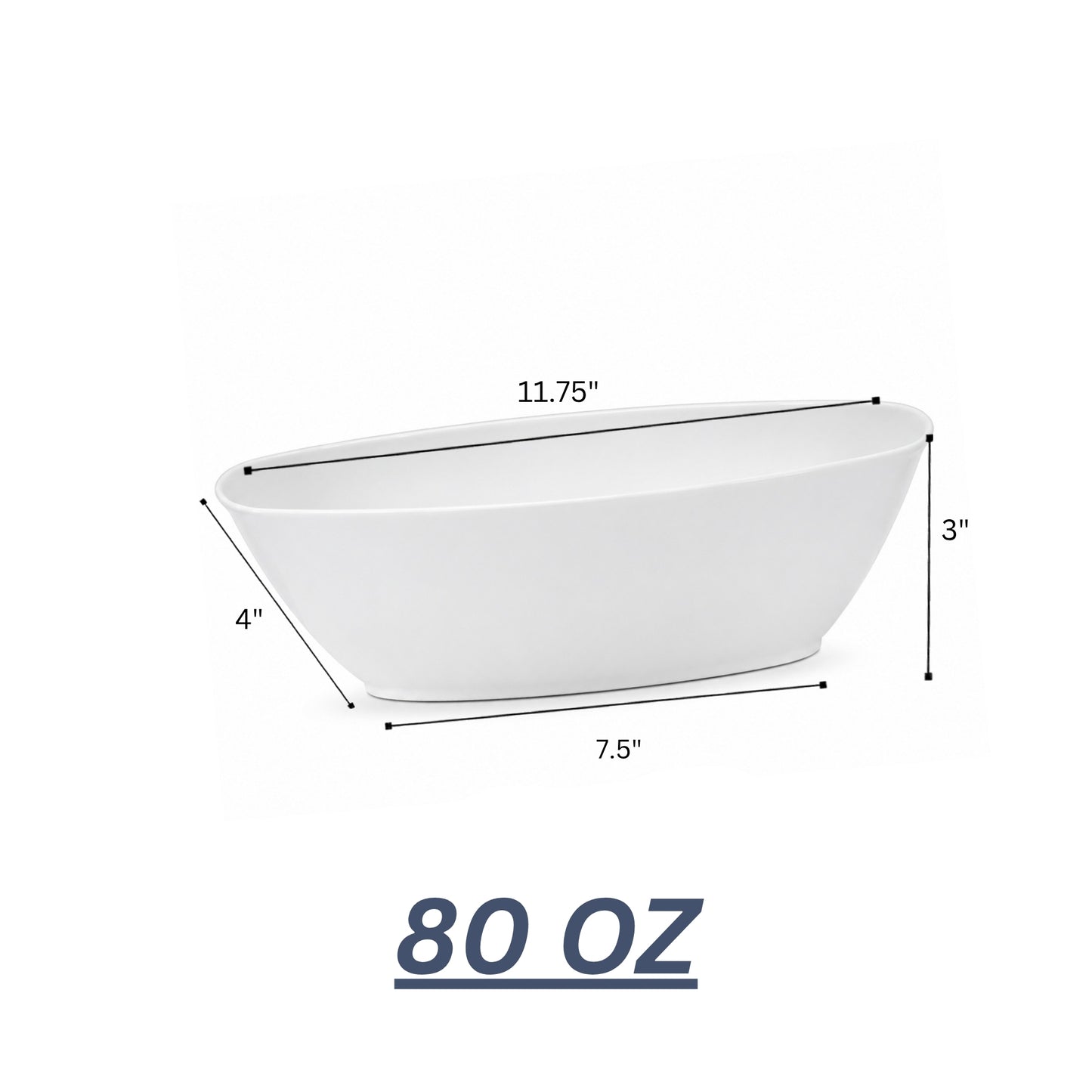 White Plastic Oval Bowl for Parties 80oz