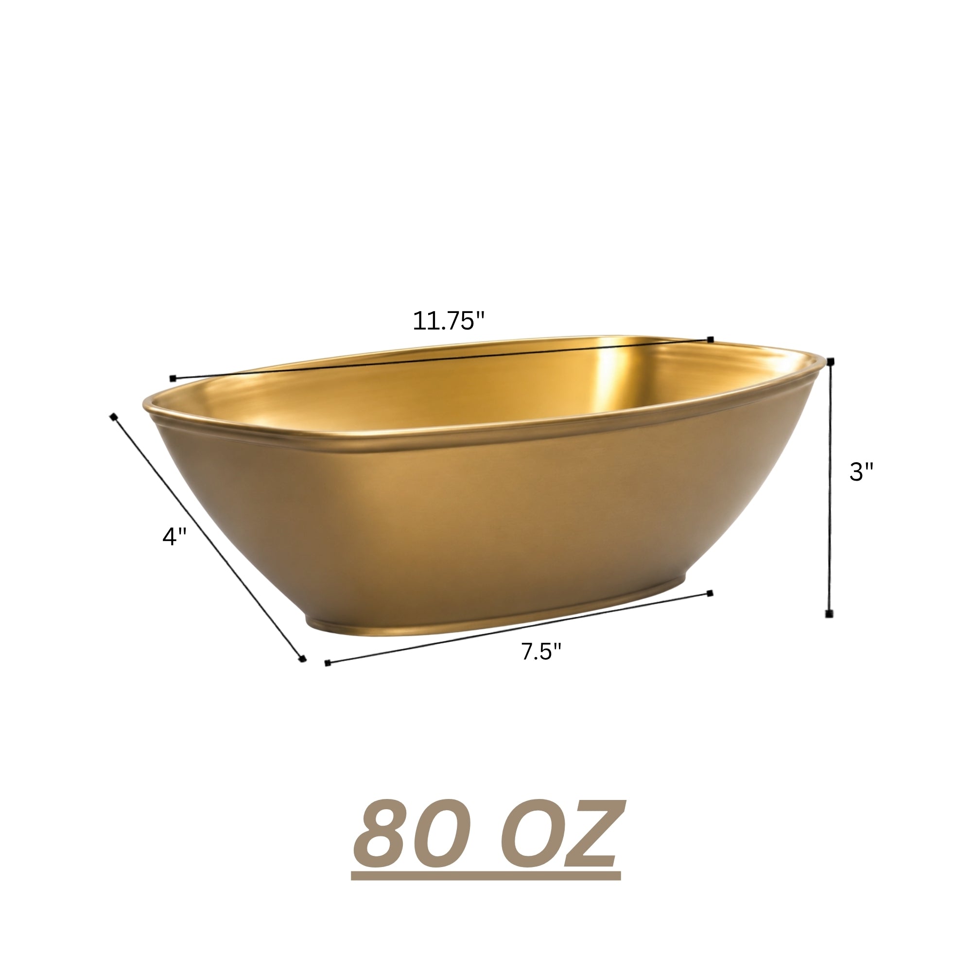 Gold Plastic Oval Bowl for Parties 80oz