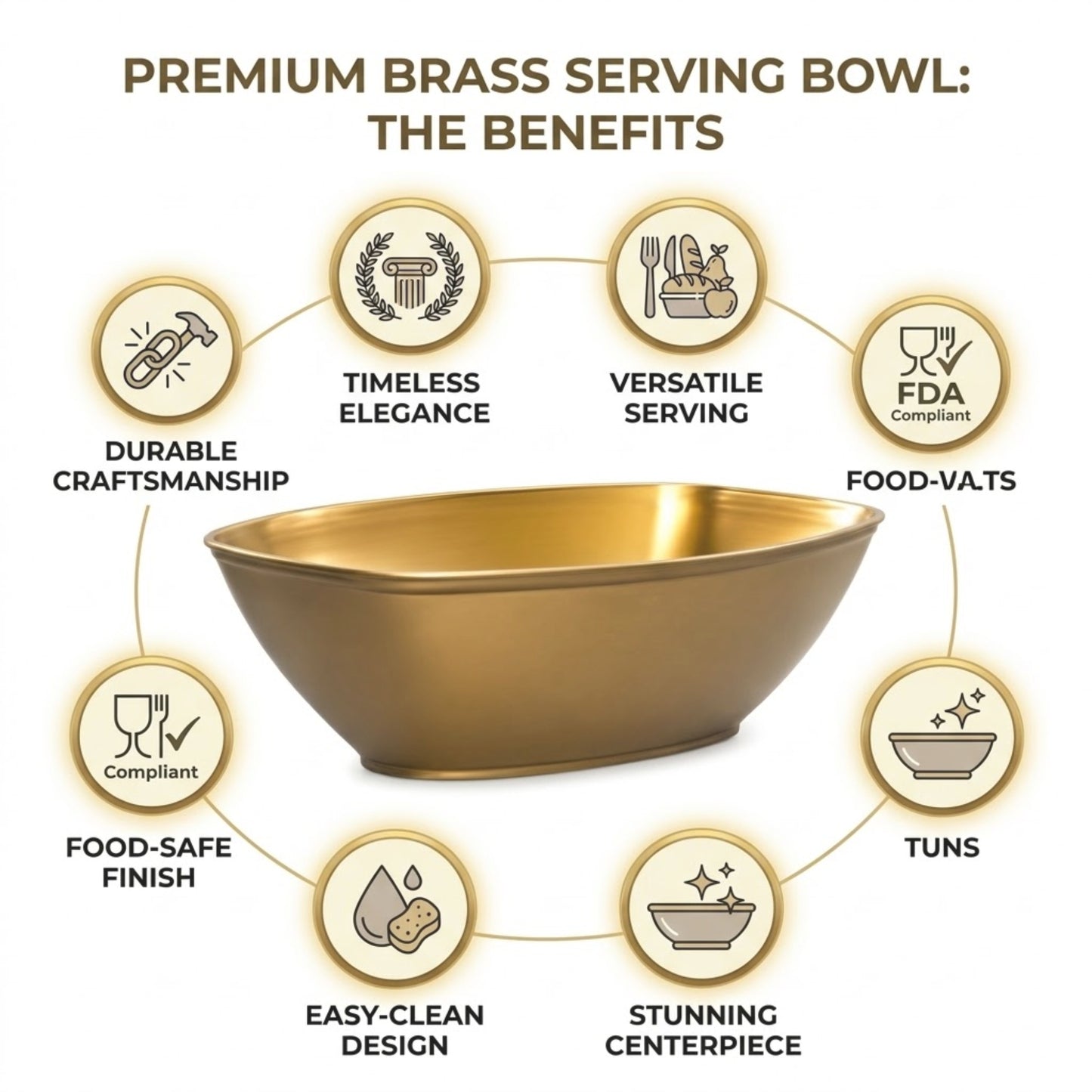 80oz Plastic Oval Catering Bowl Gold