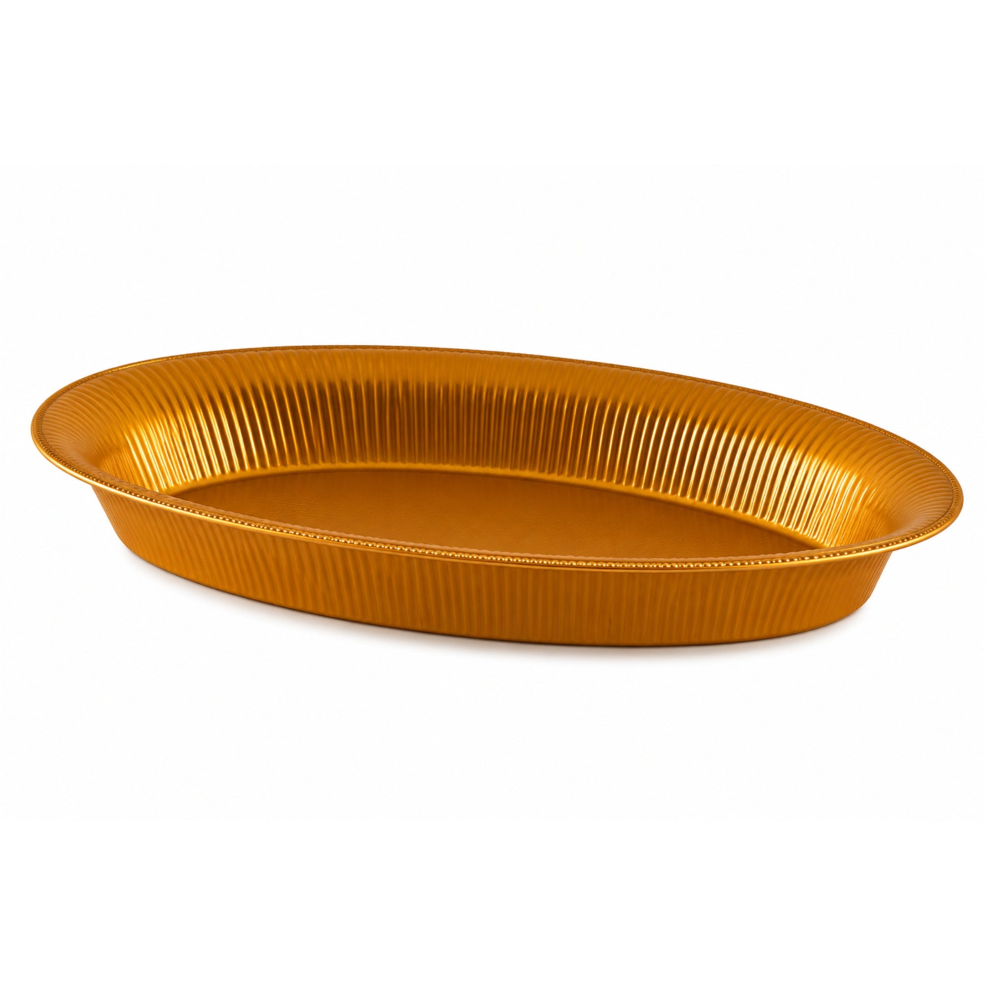 11x16 Ridged Gold Oval Bowl for Catering