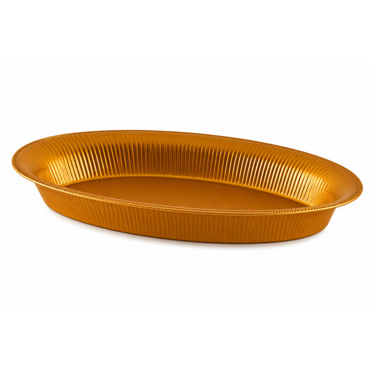 11x16 Ridged Gold Oval Bowl for Catering