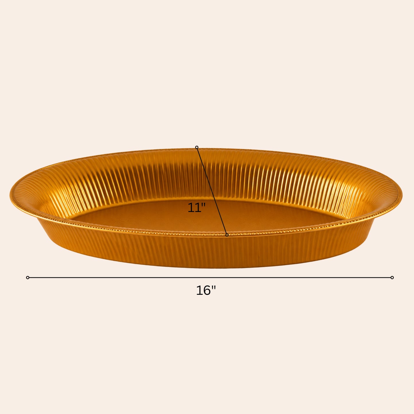 Gold Oval Plastic Serving Bowl 11x16 Inch