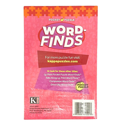 Pink packaging of a word-find puzzle book with Kappa Books branding.