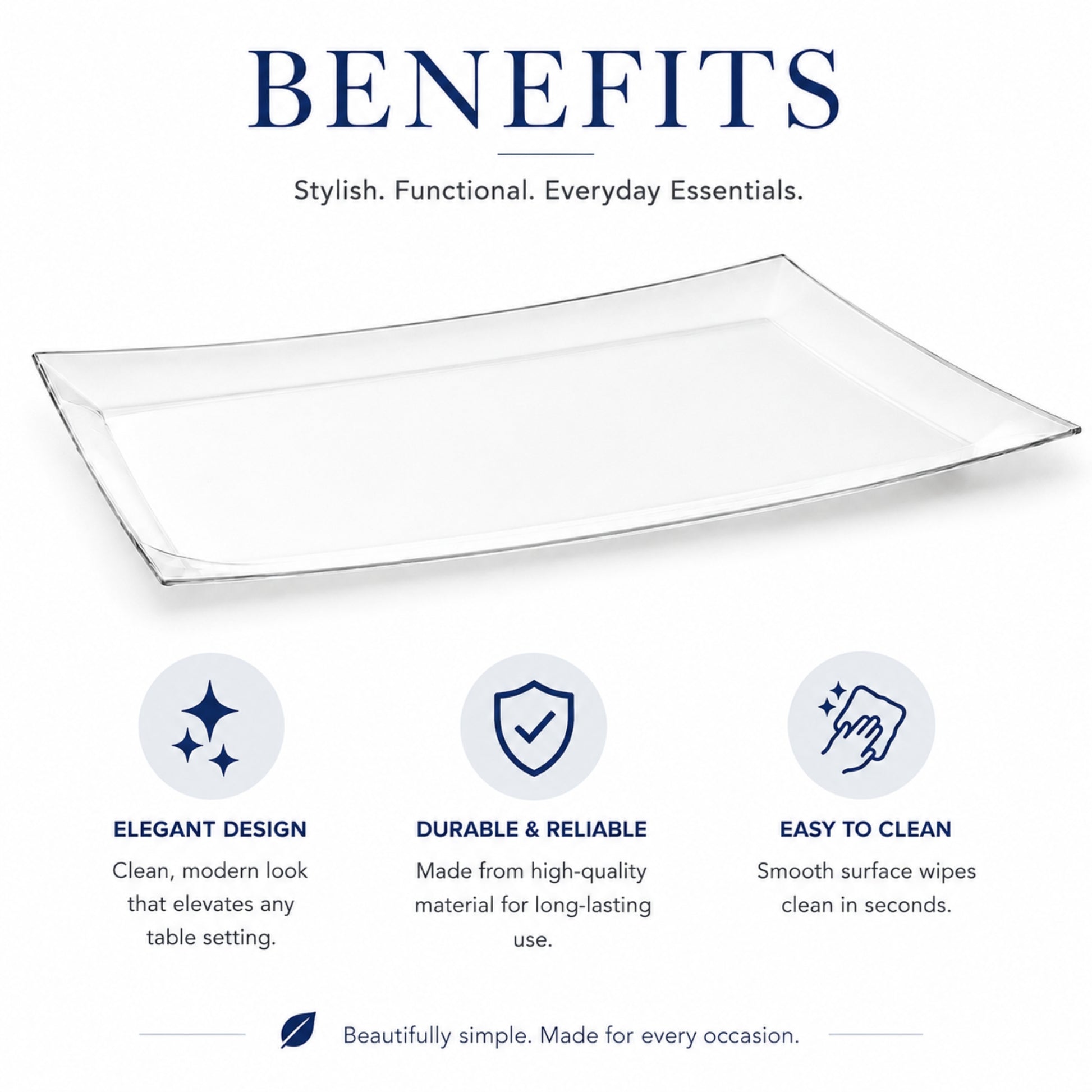 Clear Rectangular Tray for Parties and Events