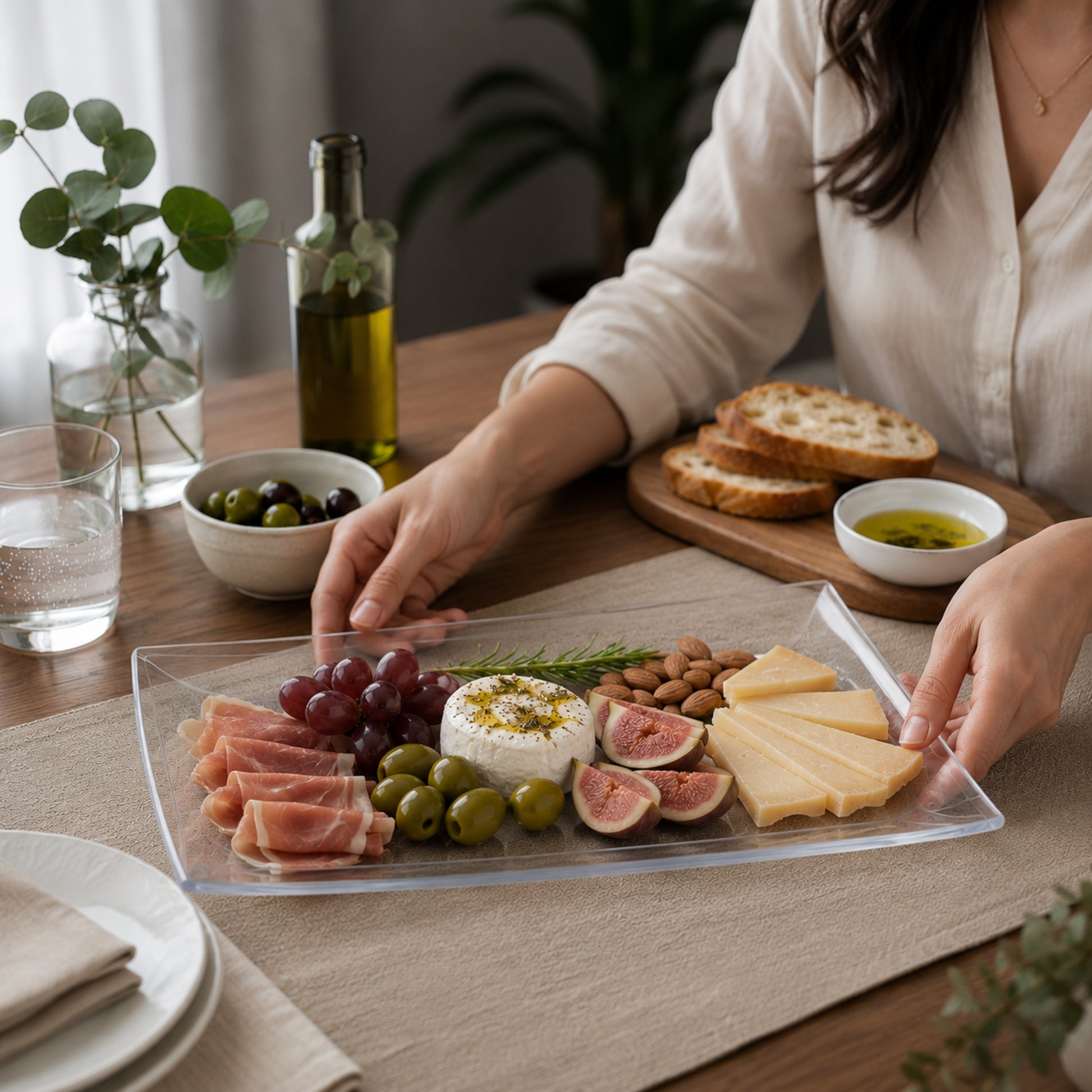 9x13 Clear Plastic Serving Tray for Catering