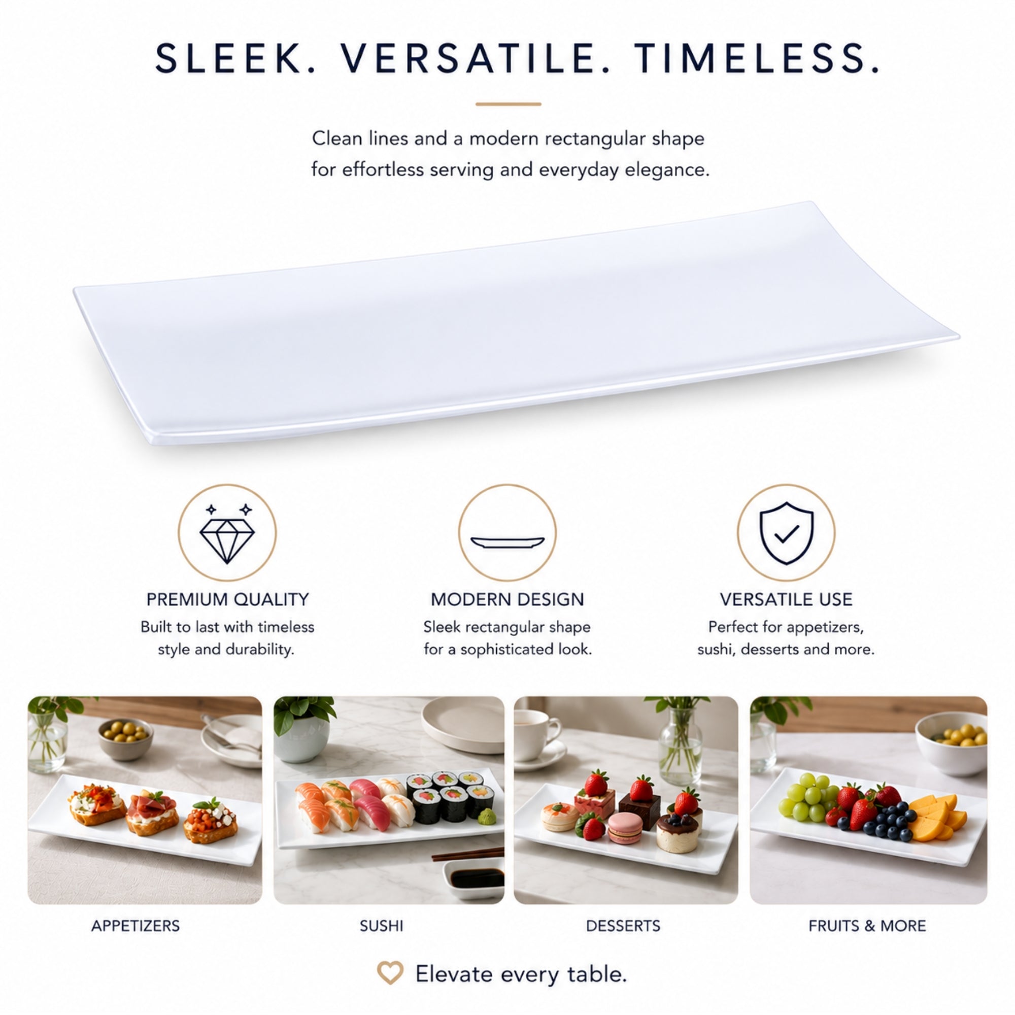 White Plastic Party Condiment Serving Tray