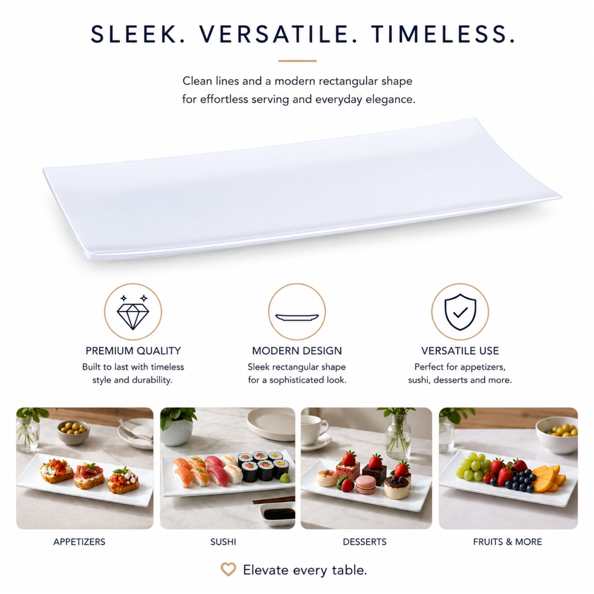 White Plastic Party Condiment Serving Tray