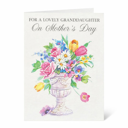 Greeting card with floral design and text for a granddaughter on Mother's Day