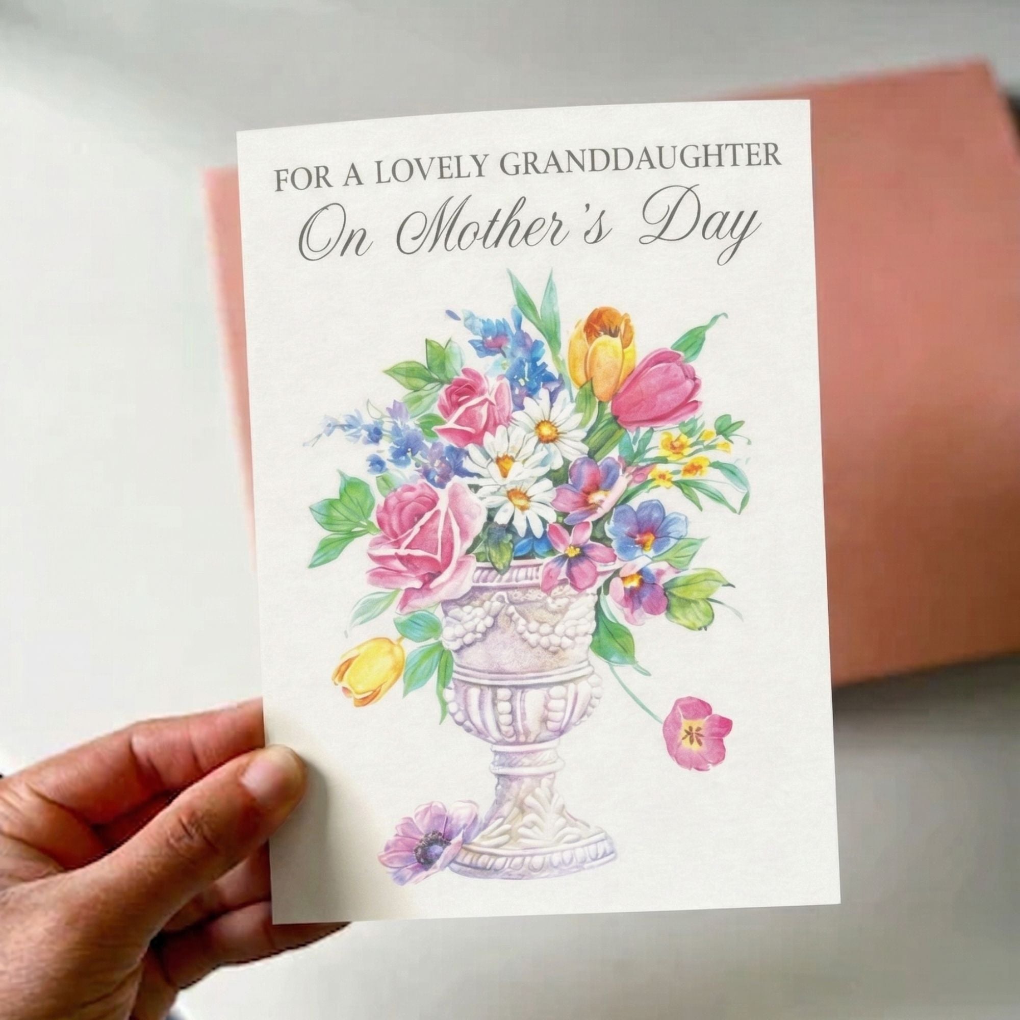 Mother's Day Card with Envelope for a Lovely Granddaughter (8x5.5 inch) Greeting Cards size and feature image