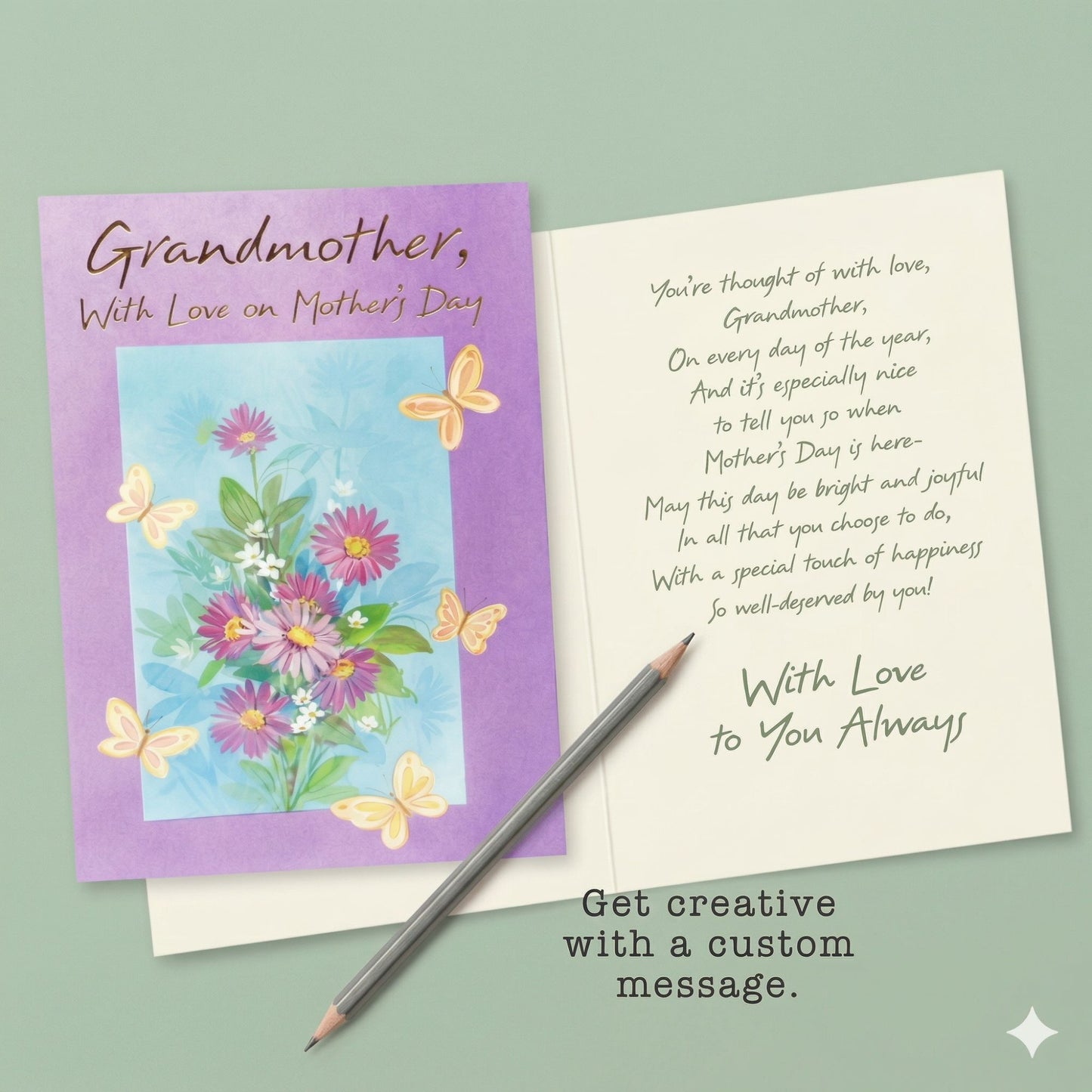 Grandmother With Love on Mother's Day Card with Envelope (8x5.5 inch) Greeting Cards product detail image