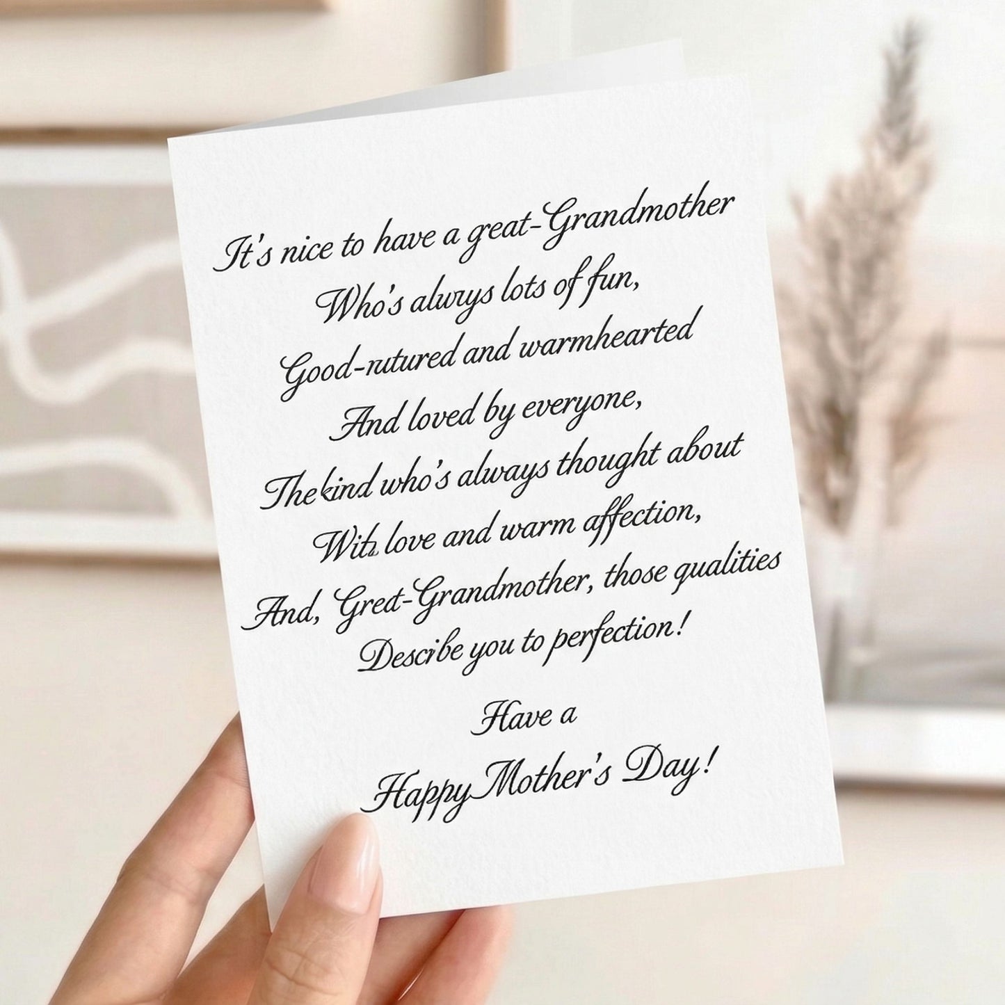 Mother's Day Card with envelope for Great Grandmother (8x5.5 inch) Greeting Cards lifestyle use image