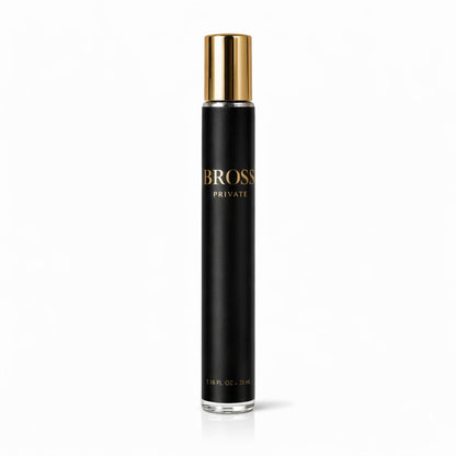 Black and gold bottle labeled 'Bross Private' on a white background