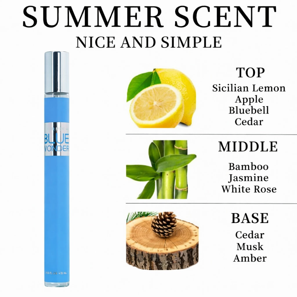 Product with lemon and bamboo images and text detailing 'Summer Scent' fragrance notes.