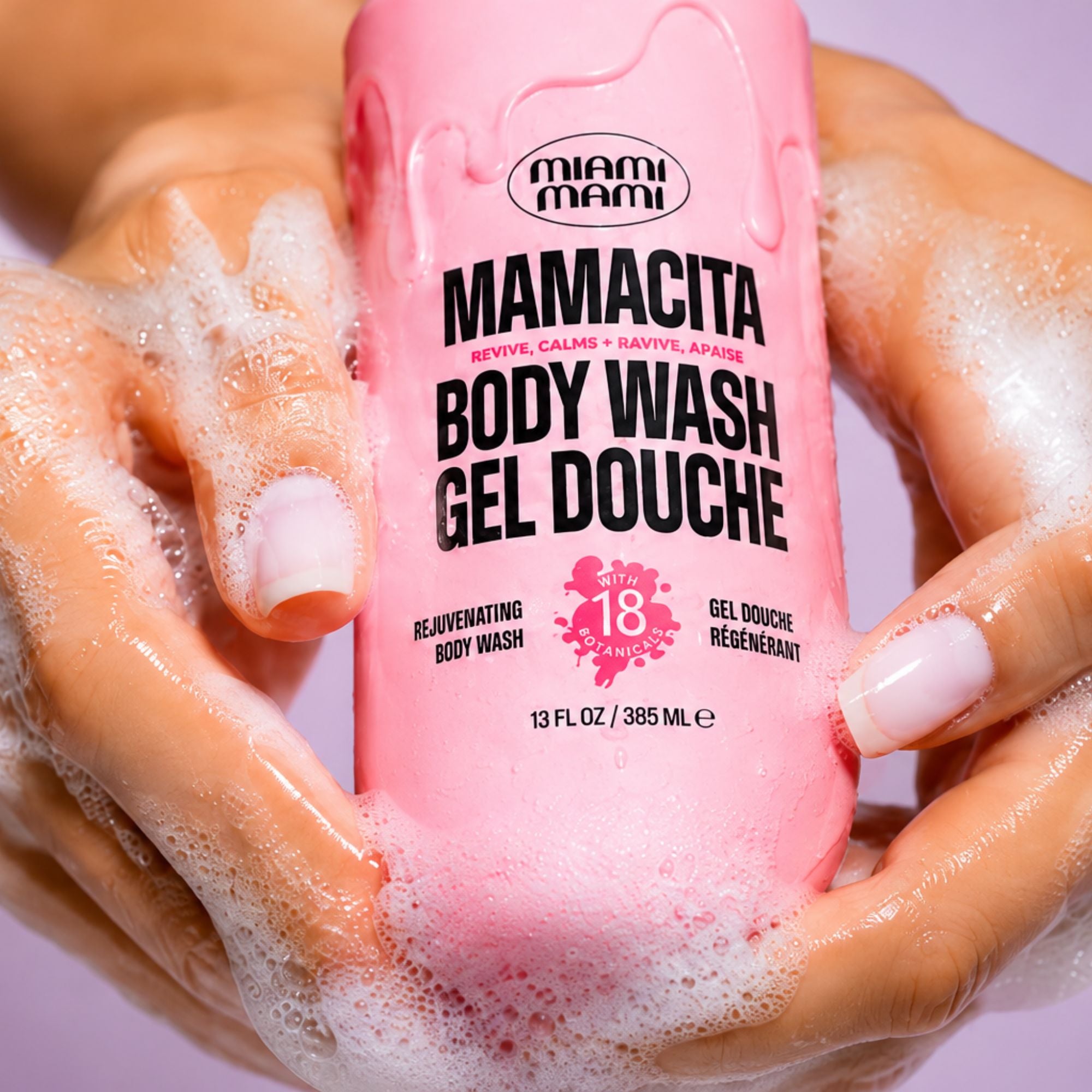 Miami Mami Mamacita rejuvenating body wash shower gel 13 fl oz pink bottle