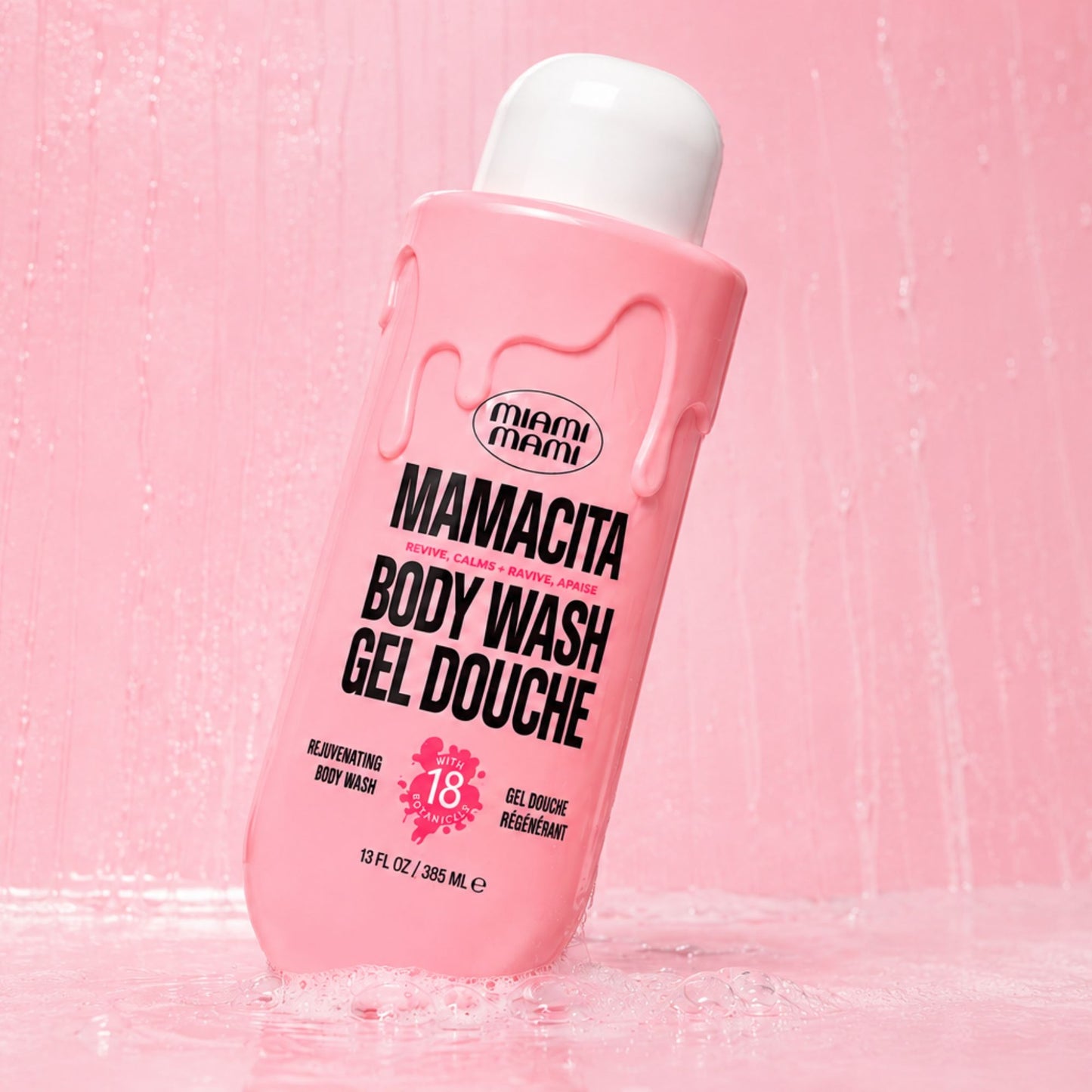 Miami Mami Mamacita rejuvenating body wash shower gel 13 fl oz pink bottle