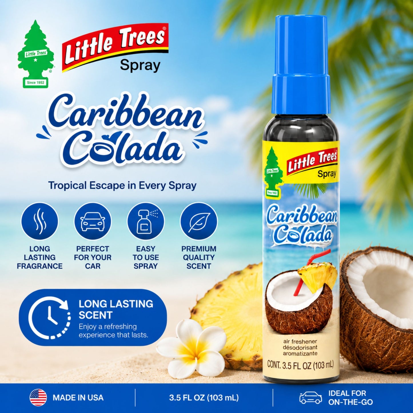 Little Trees Caribbean Scent Air Freshener Spray 3.5oz