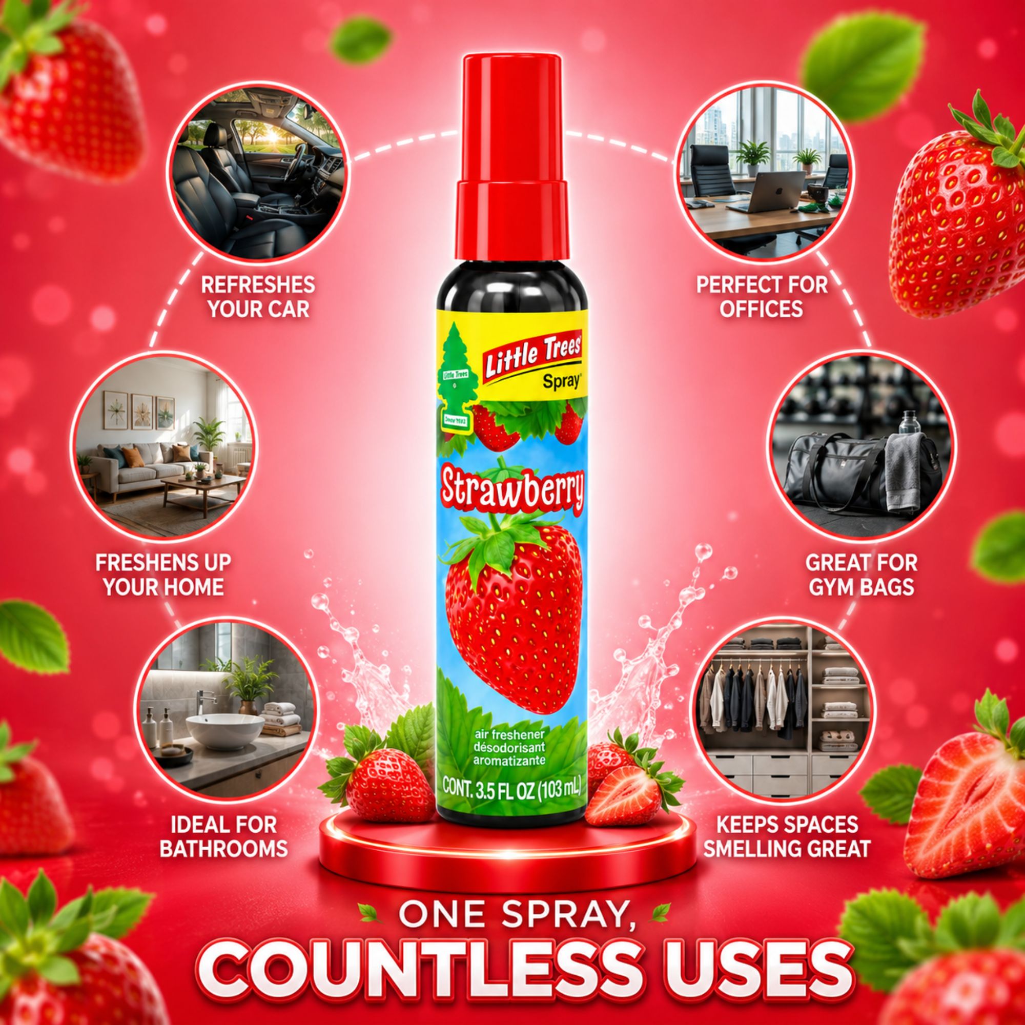 Little Trees Strawberry Odor Eliminator Spray 3.5oz