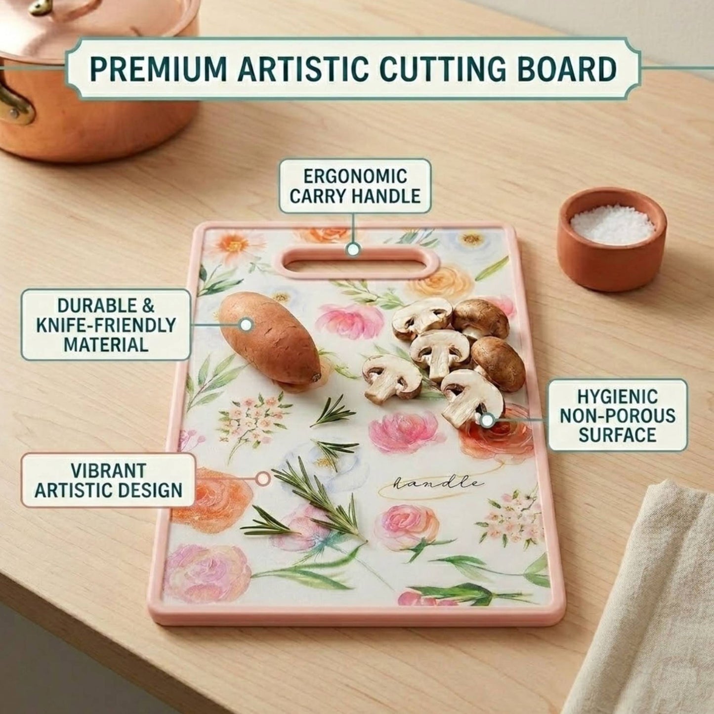 14.5"x8.8" Ideal Kitchen Non Slip Plastic Cutting Board Kitchen Cutting Board product image 7