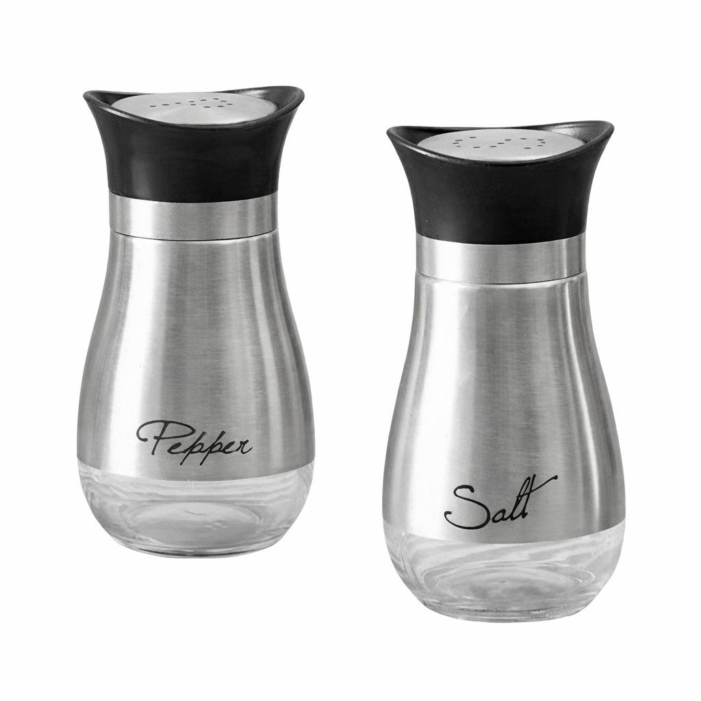 4 FL OZ Salt & Pepper Stainless Steel Glass Salt and Pepper Shakers Set